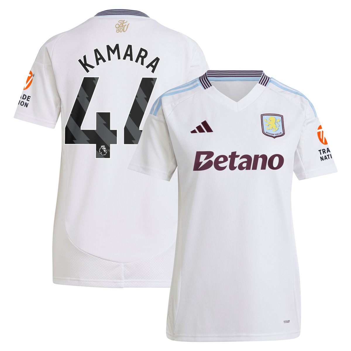 Aston Villa Shirts - aston villa adidas away shirt 2024-25 – womens with kamara 44 printing Collection of Official Fan Gear