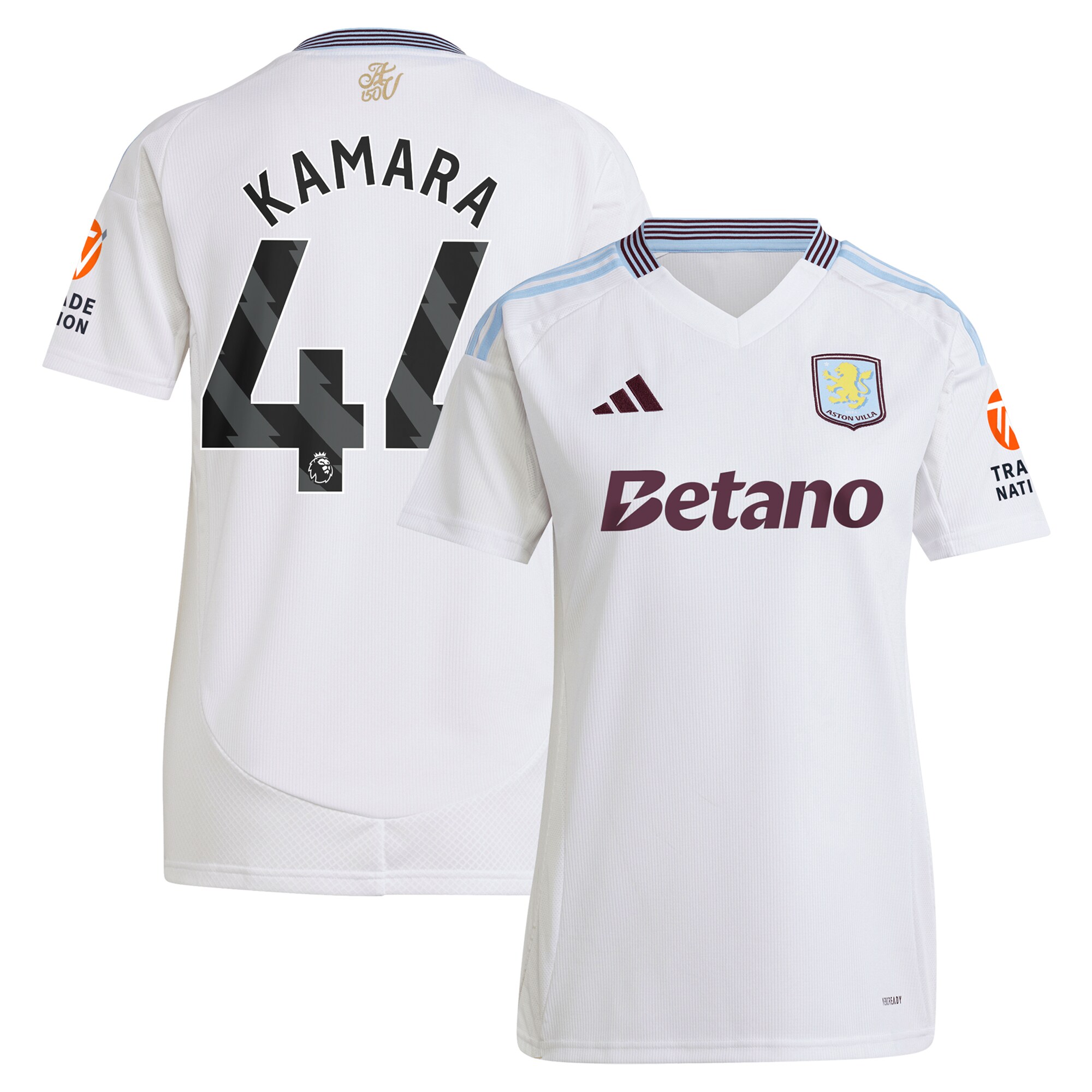 Aston Villa Shirts - aston villa adidas away shirt 2024-25 – womens with kamara 44 printing Collection of Official Fan Gear
