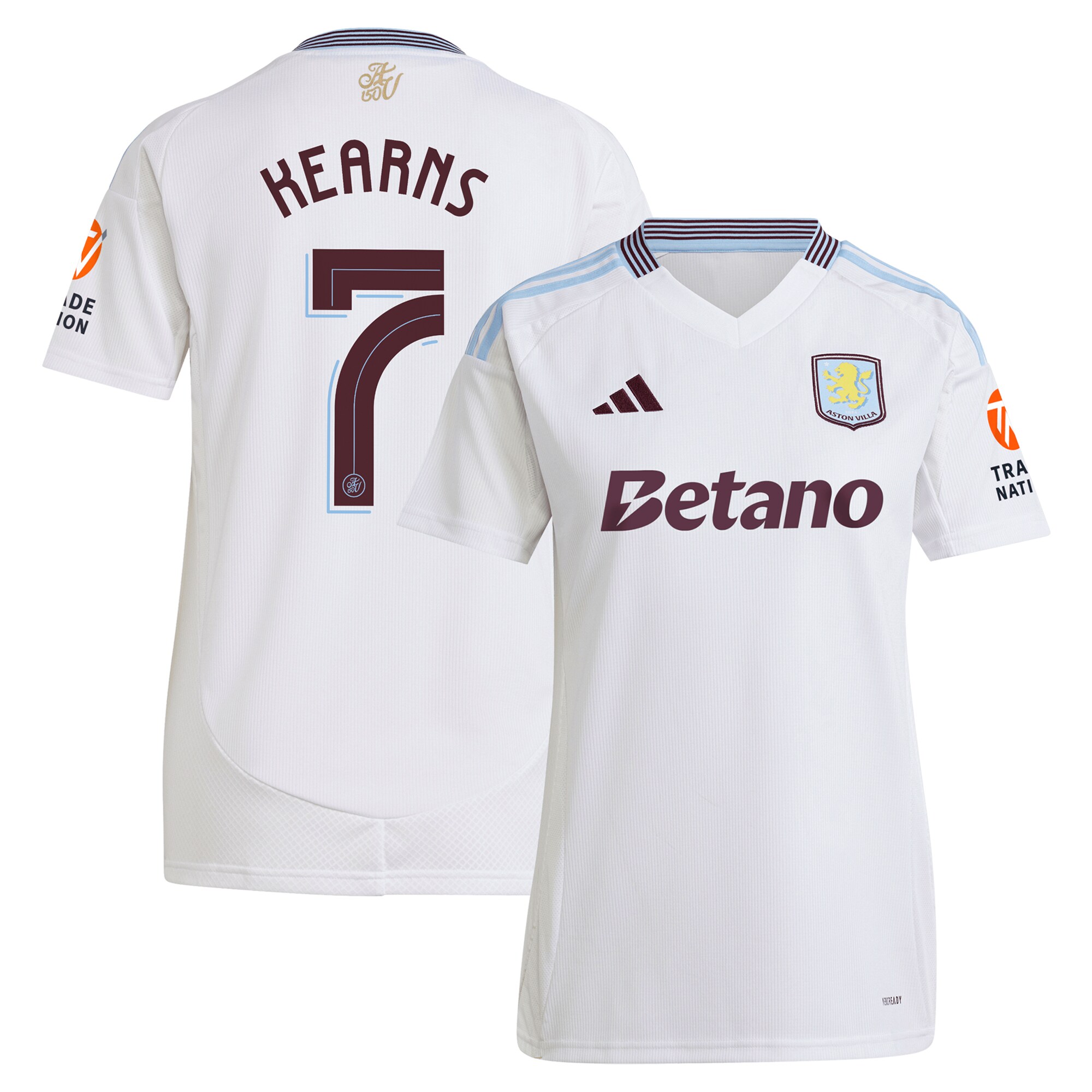 Aston Villa Shirts - aston villa adidas away shirt 2024-25 – womens with kearns 7 cup printing Collection of Official Fan Gear