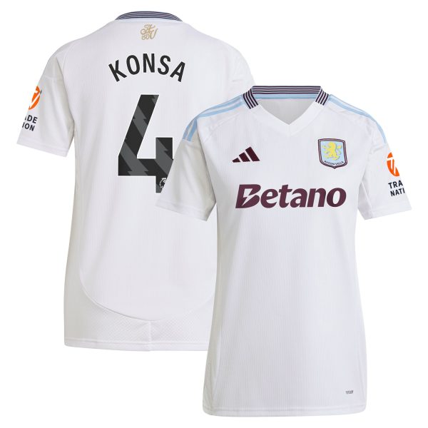 Aston Villa Shirts - aston villa adidas away shirt 2024-25 – womens with konsa 4 printing Collection of Official Fan Gear