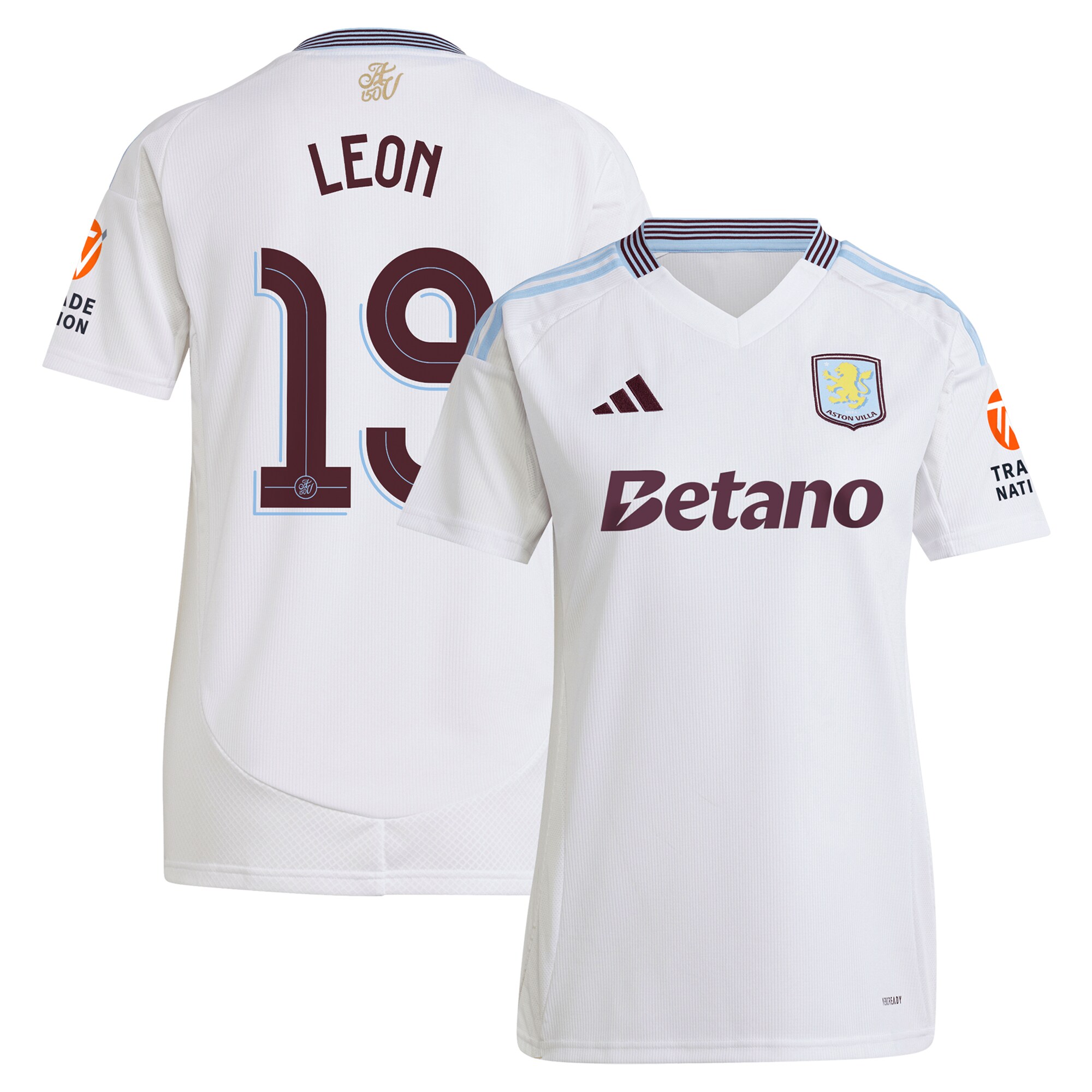 Aston Villa Shirts - aston villa adidas away shirt 2024-25 – womens with leon 19 cup printing Collection of Official Fan Gear