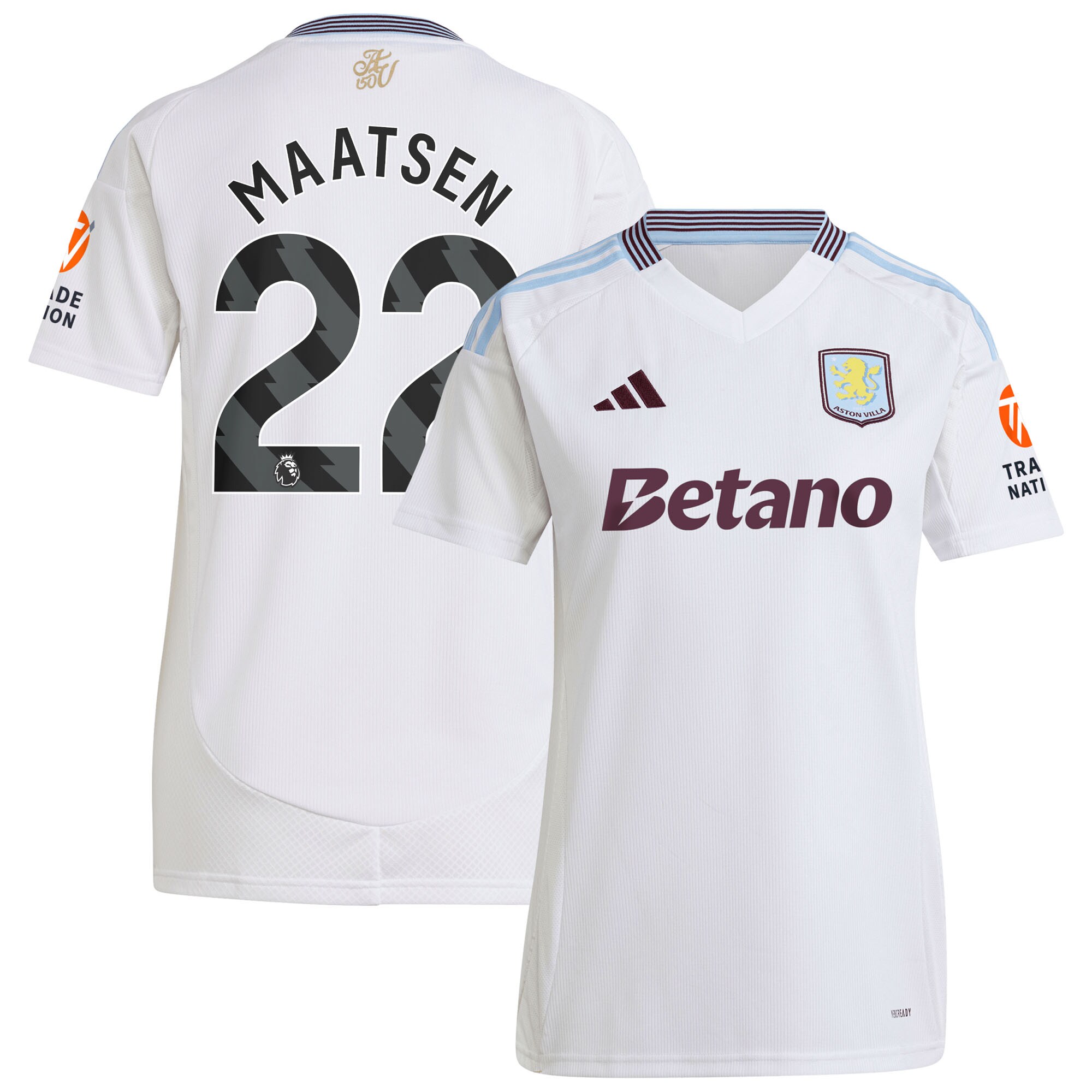 Aston Villa Shirts - aston villa adidas away shirt 2024-25 – womens with maatsen 22 printing Collection of Official Fan Gear