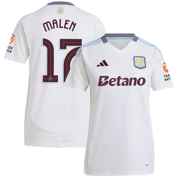 Aston Villa Shirts - aston villa adidas away shirt 2024-25 – womens with malen 17 cup printing Collection of Official Fan Gear