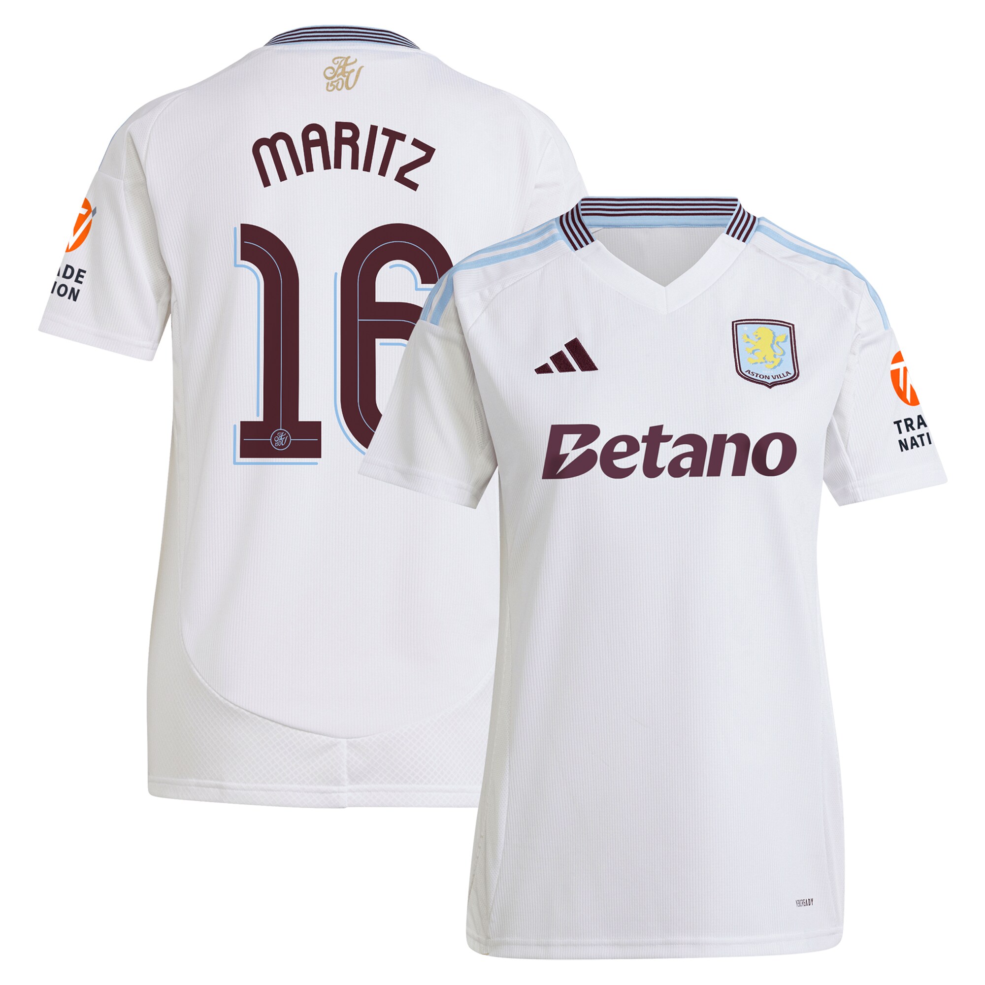 Aston Villa Shirts - aston villa adidas away shirt 2024-25 – womens with maritz 16 cup printing Collection of Official Fan Gear