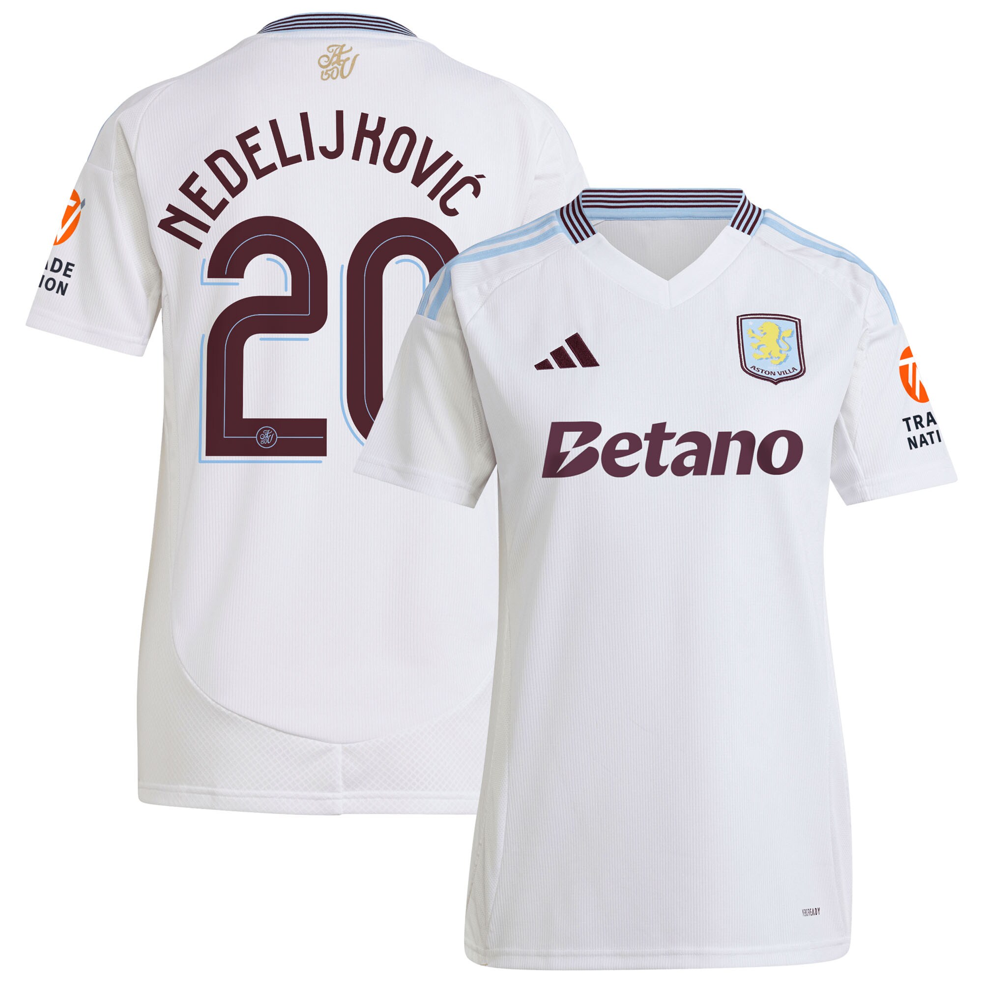 Aston Villa Shirts - aston villa adidas away shirt 2024-25 – womens with nedeljković 20 cup printing Collection of Official Fan Gear