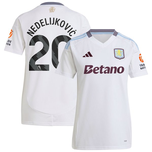 Aston Villa Shirts - aston villa adidas away shirt 2024-25 – womens with nedeljković 20 printing Collection of Official Fan Gear