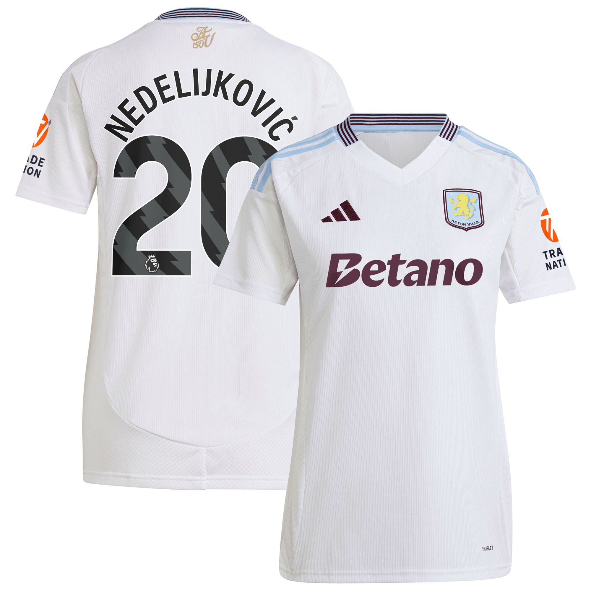 Aston Villa Shirts - aston villa adidas away shirt 2024-25 – womens with nedeljković 20 printing Collection of Official Fan Gear
