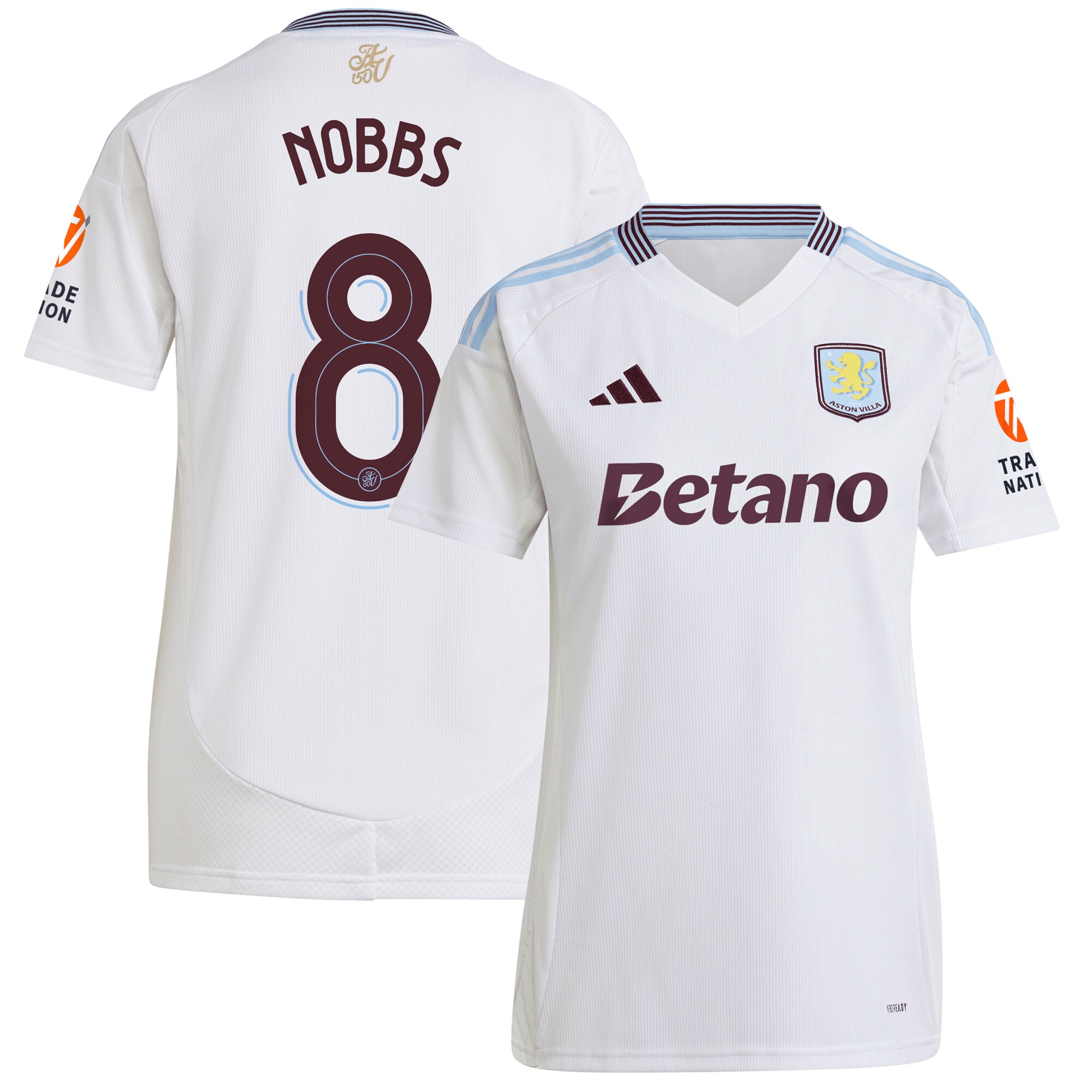 Aston Villa Shirts - aston villa adidas away shirt 2024-25 – womens with nobbs 8 cup printing Collection of Official Fan Gear