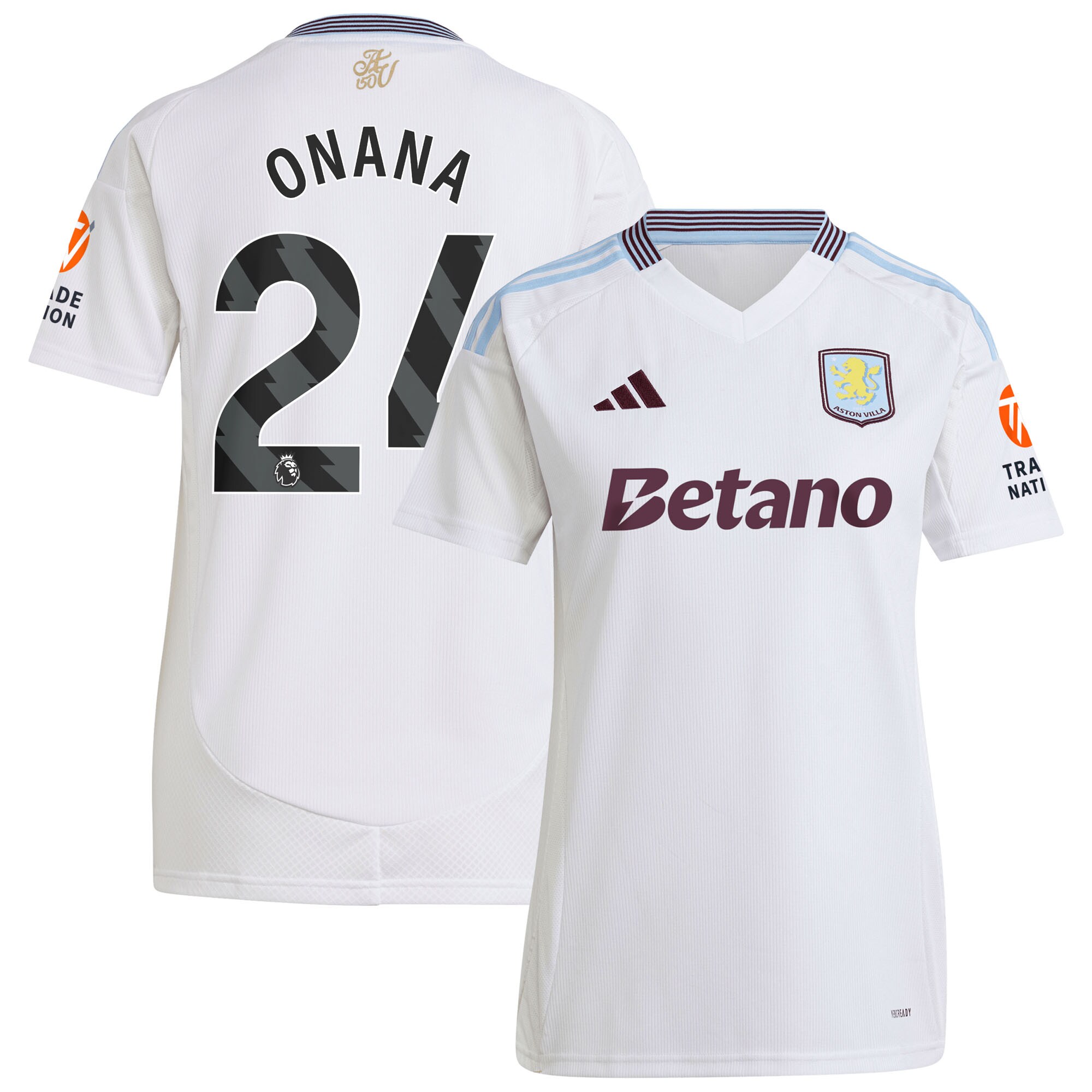 Aston Villa Shirts - aston villa adidas away shirt 2024-25 – womens with onana 24 printing Collection of Official Fan Gear