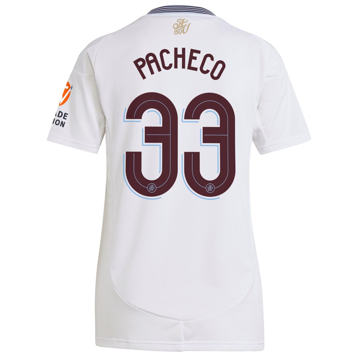 Aston Villa Shirts - aston villa adidas away shirt 2024-25 – womens with pacheco 33 cup printing Collection of Official Fan Gear