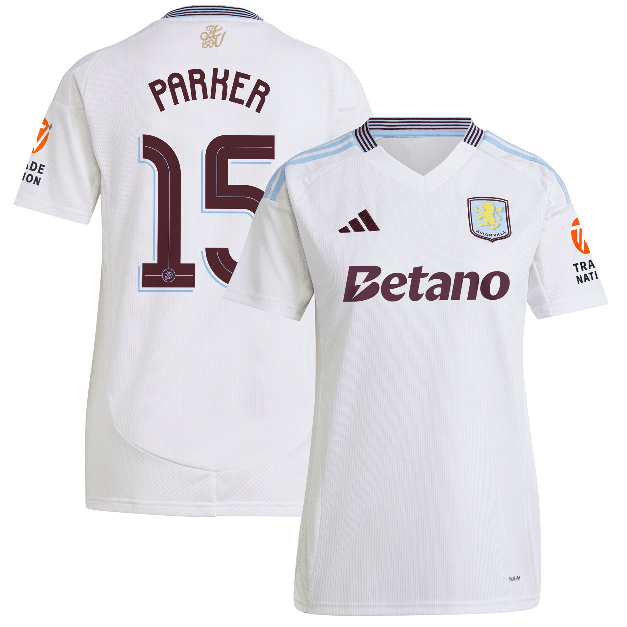 Aston Villa Shirts - aston villa adidas away shirt 2024-25 – womens with parker 15 cup printing Collection of Official Fan Gear