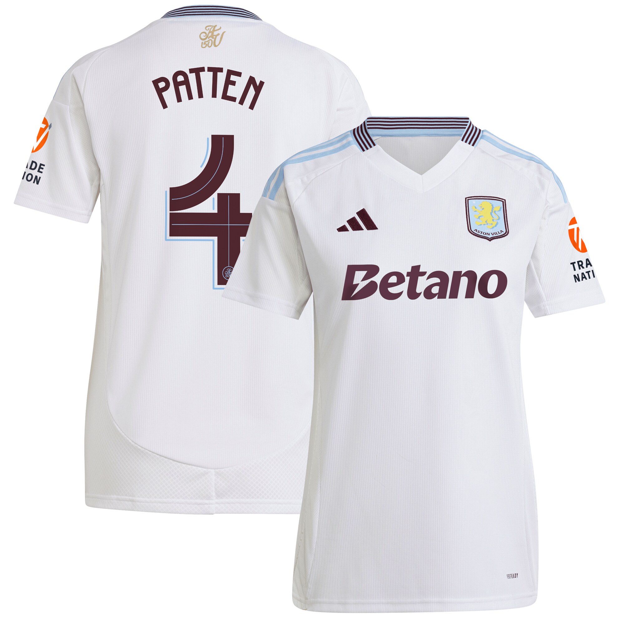 Aston Villa Shirts - aston villa adidas away shirt 2024-25 – womens with patten 4 cup printing Collection of Official Fan Gear