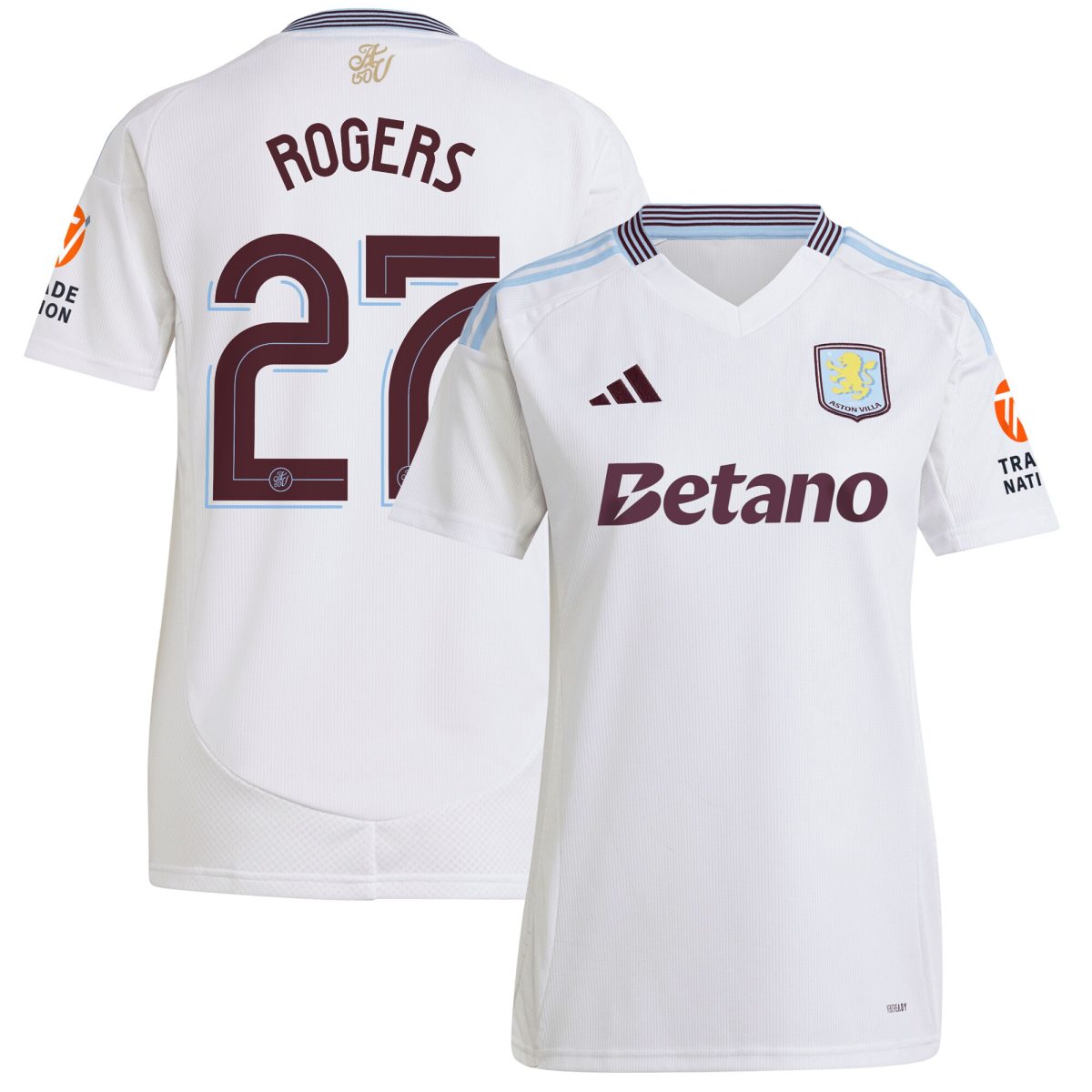 Aston Villa Shirts - aston villa adidas away shirt 2024-25 – womens with rogers 27 cup printing Collection of Official Fan Gear