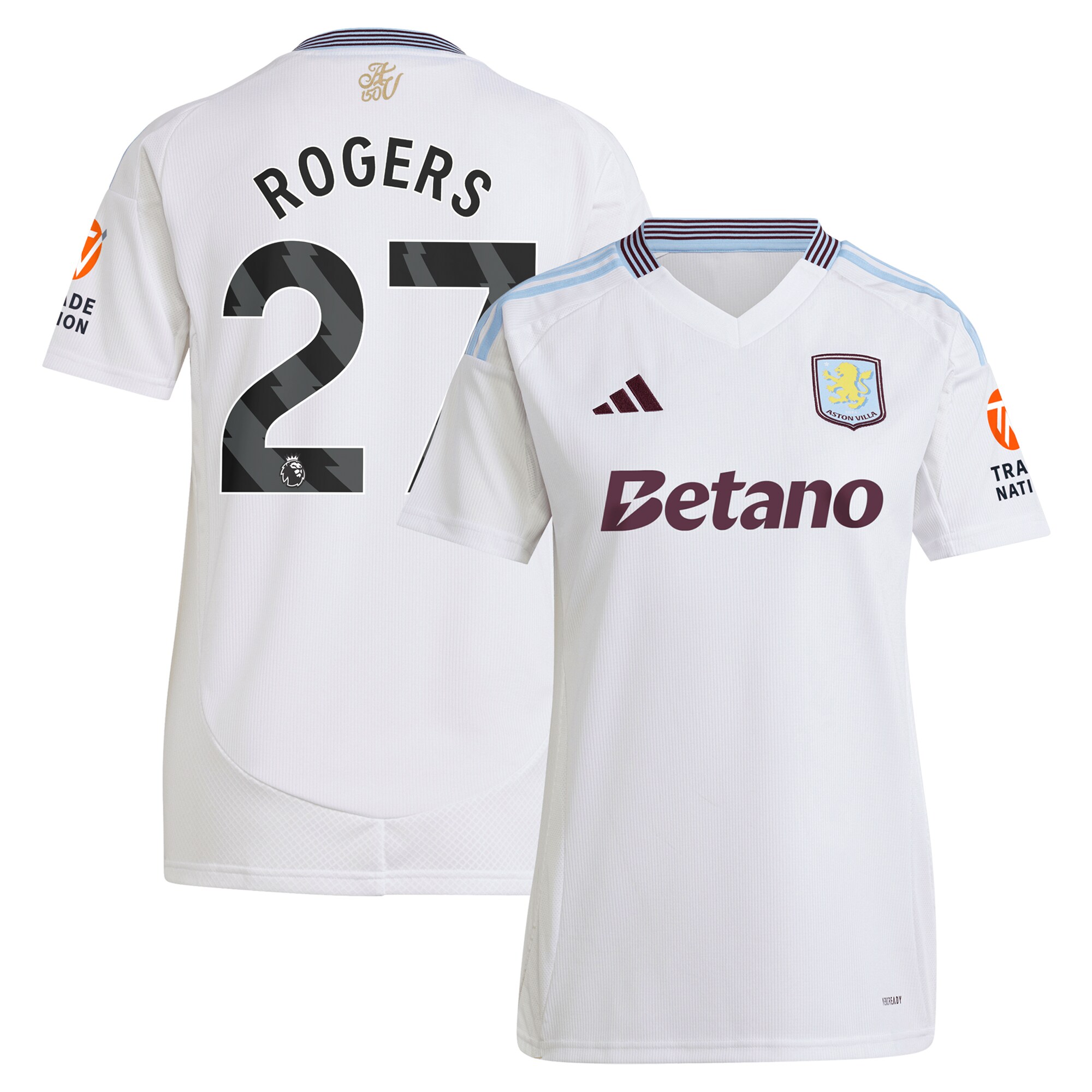 Aston Villa Shirts - aston villa adidas away shirt 2024-25 – womens with rogers 27 printing Collection of Official Fan Gear