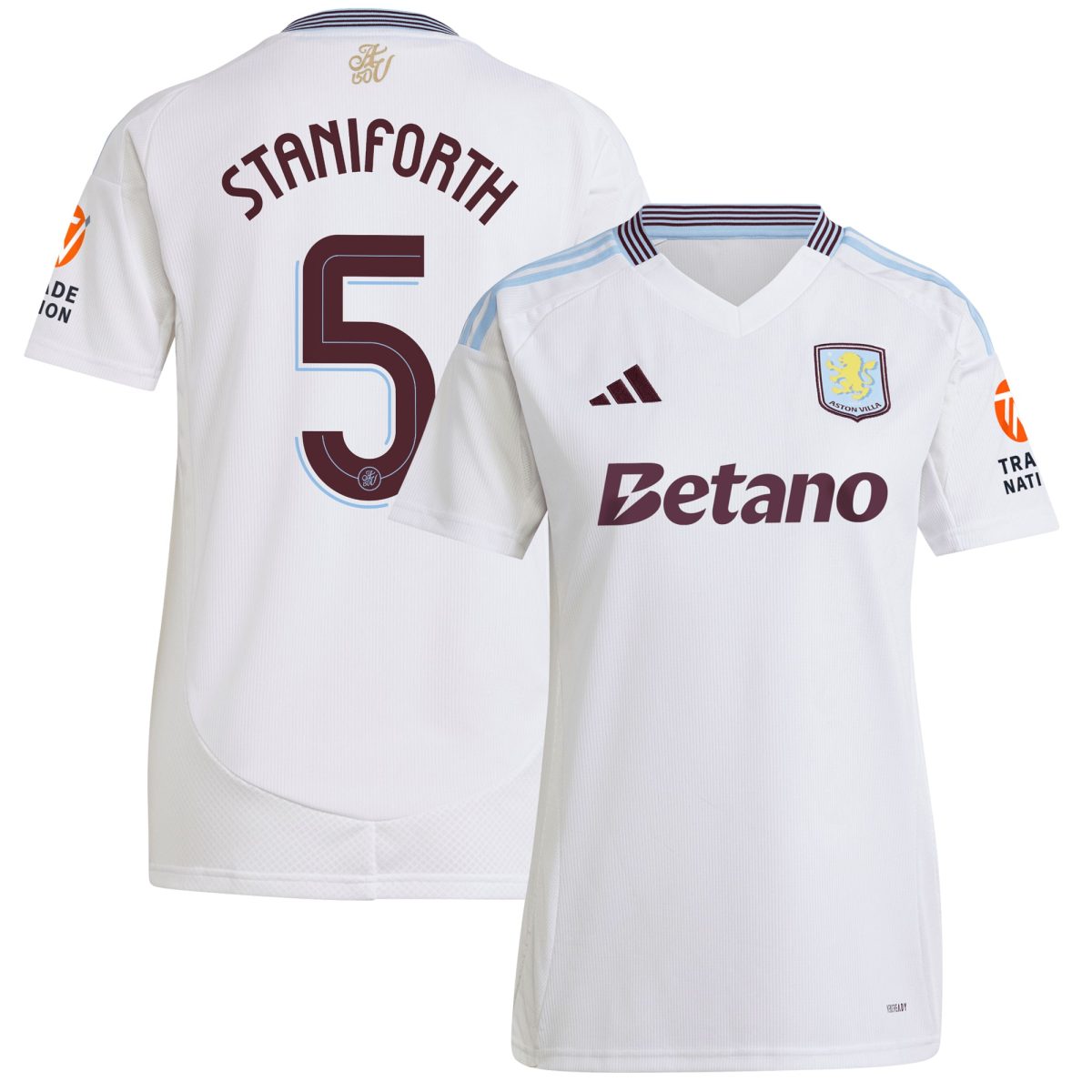 Aston Villa Shirts - aston villa adidas away shirt 2024-25 – womens with staniforth 5 cup printing Collection of Official Fan Gear