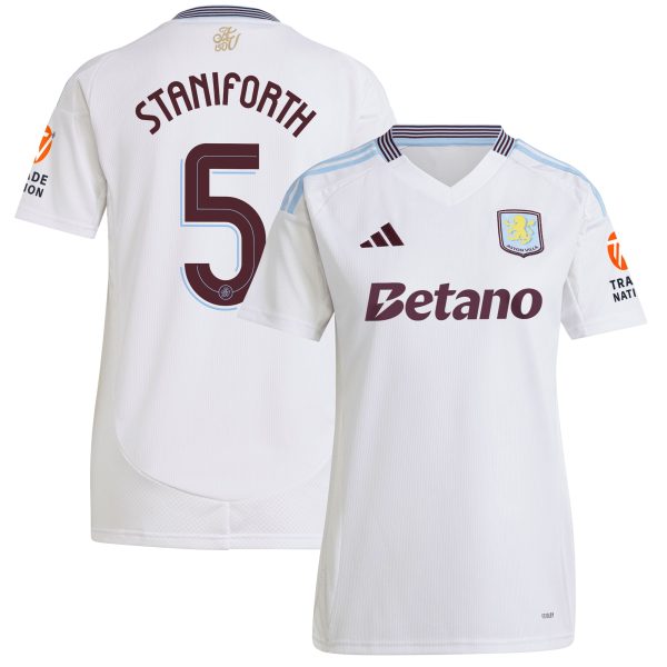 Aston Villa Shirts - aston villa adidas away shirt 2024-25 – womens with staniforth 5 cup printing Collection of Official Fan Gear