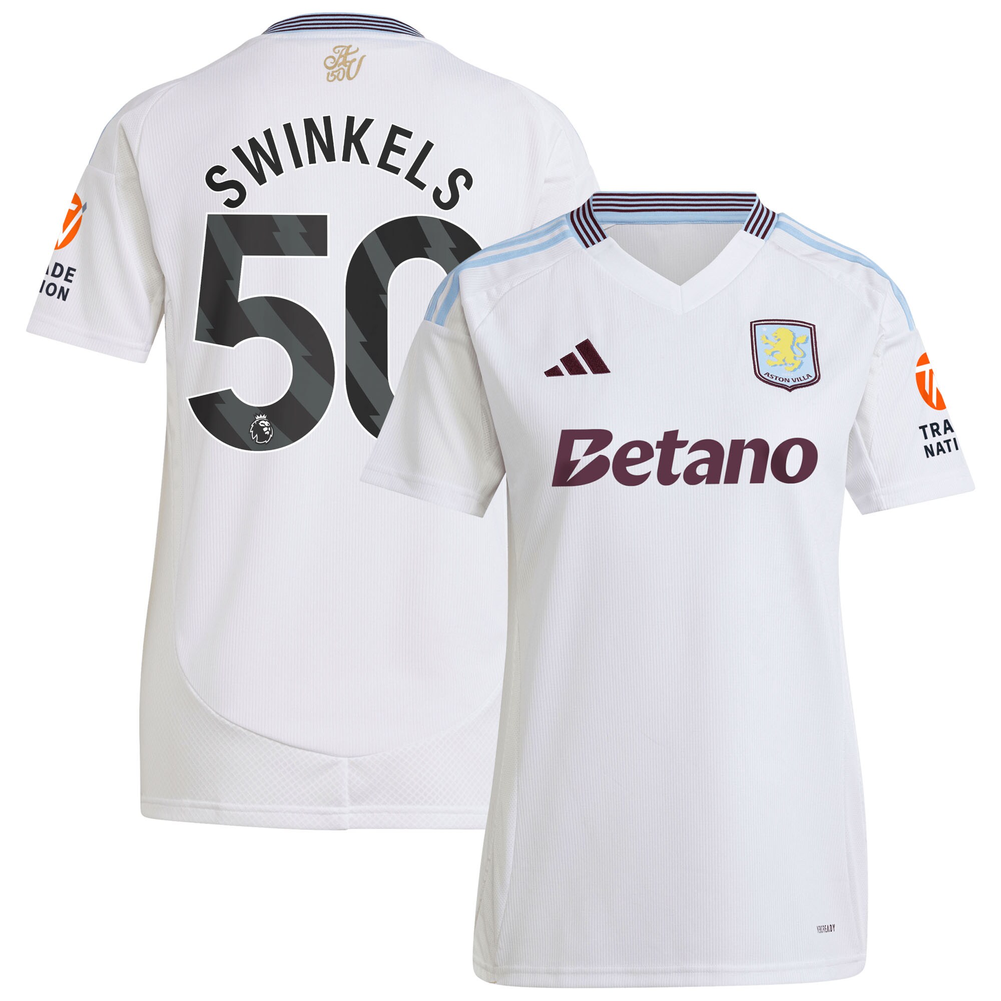 Aston Villa Shirts - aston villa adidas away shirt 2024-25 – womens with swinkels 50 printing Collection of Official Fan Gear