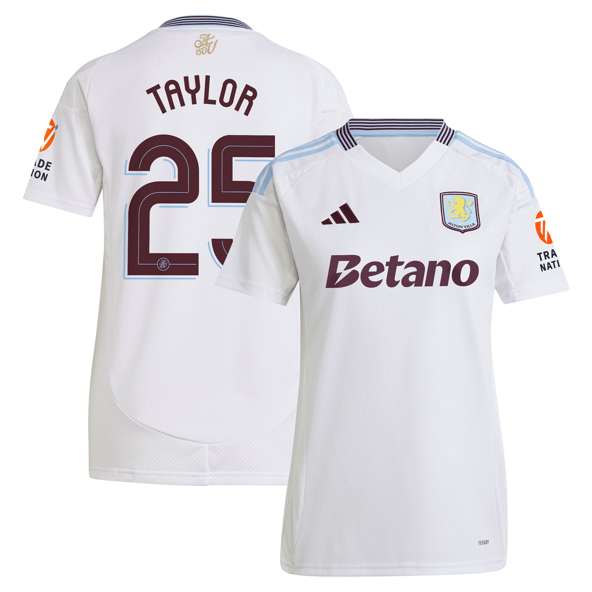Aston Villa Shirts - aston villa adidas away shirt 2024-25 – womens with taylor 25 cup printing Collection of Official Fan Gear