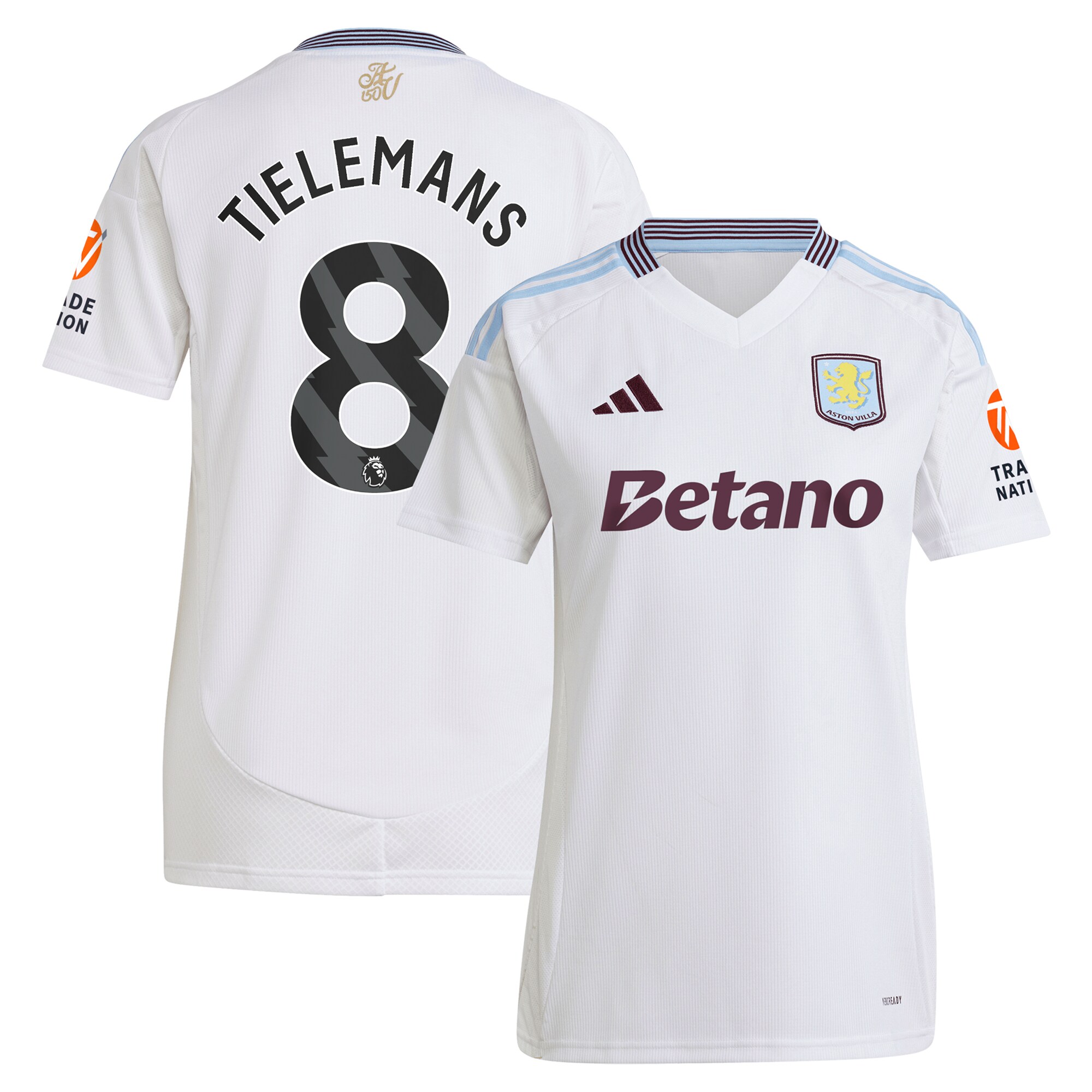 Aston Villa Shirts - aston villa adidas away shirt 2024-25 – womens with tielemans 8 printing Collection of Official Fan Gear