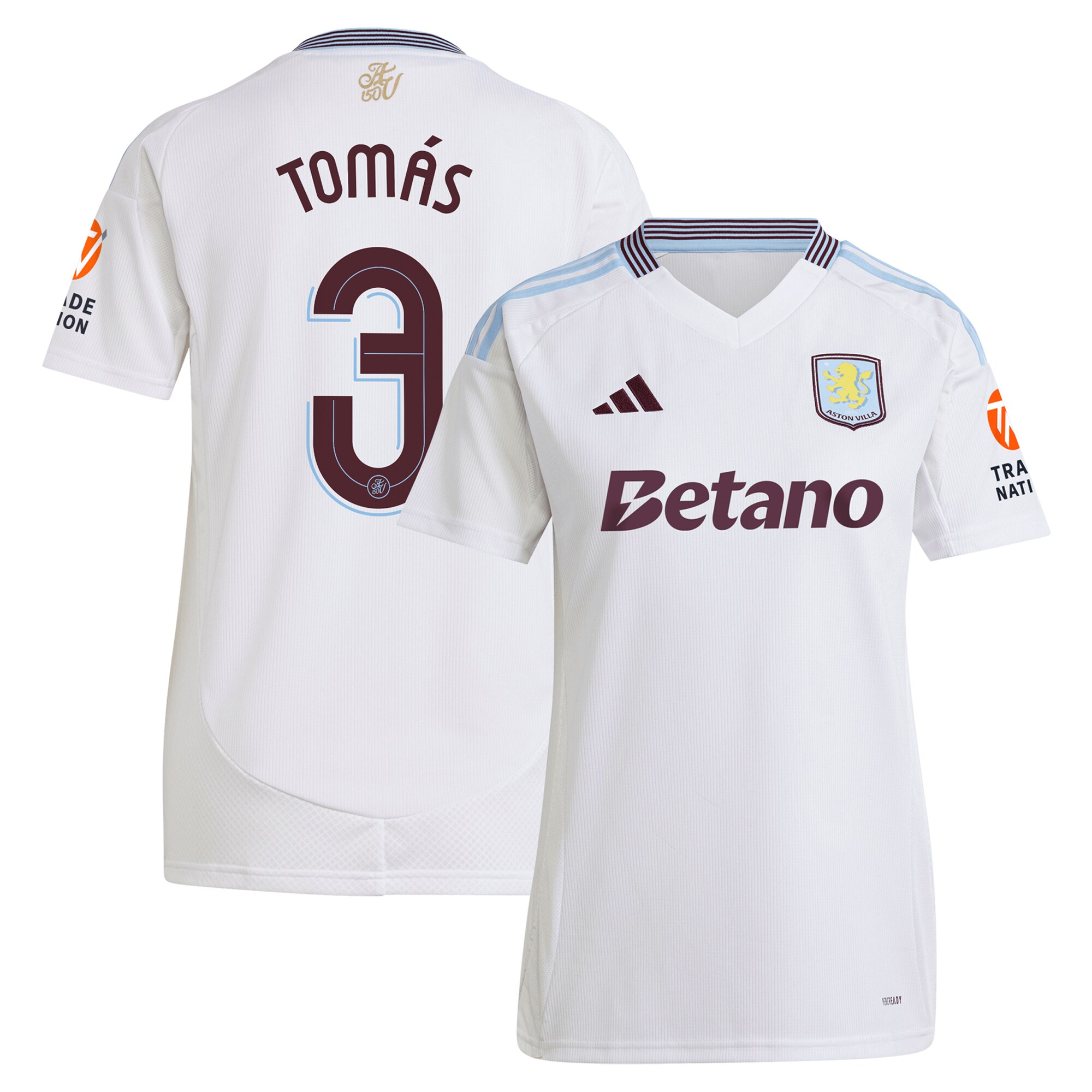 Aston Villa Shirts - aston villa adidas away shirt 2024-25 – womens with tomás 3 cup printing Collection of Official Fan Gear