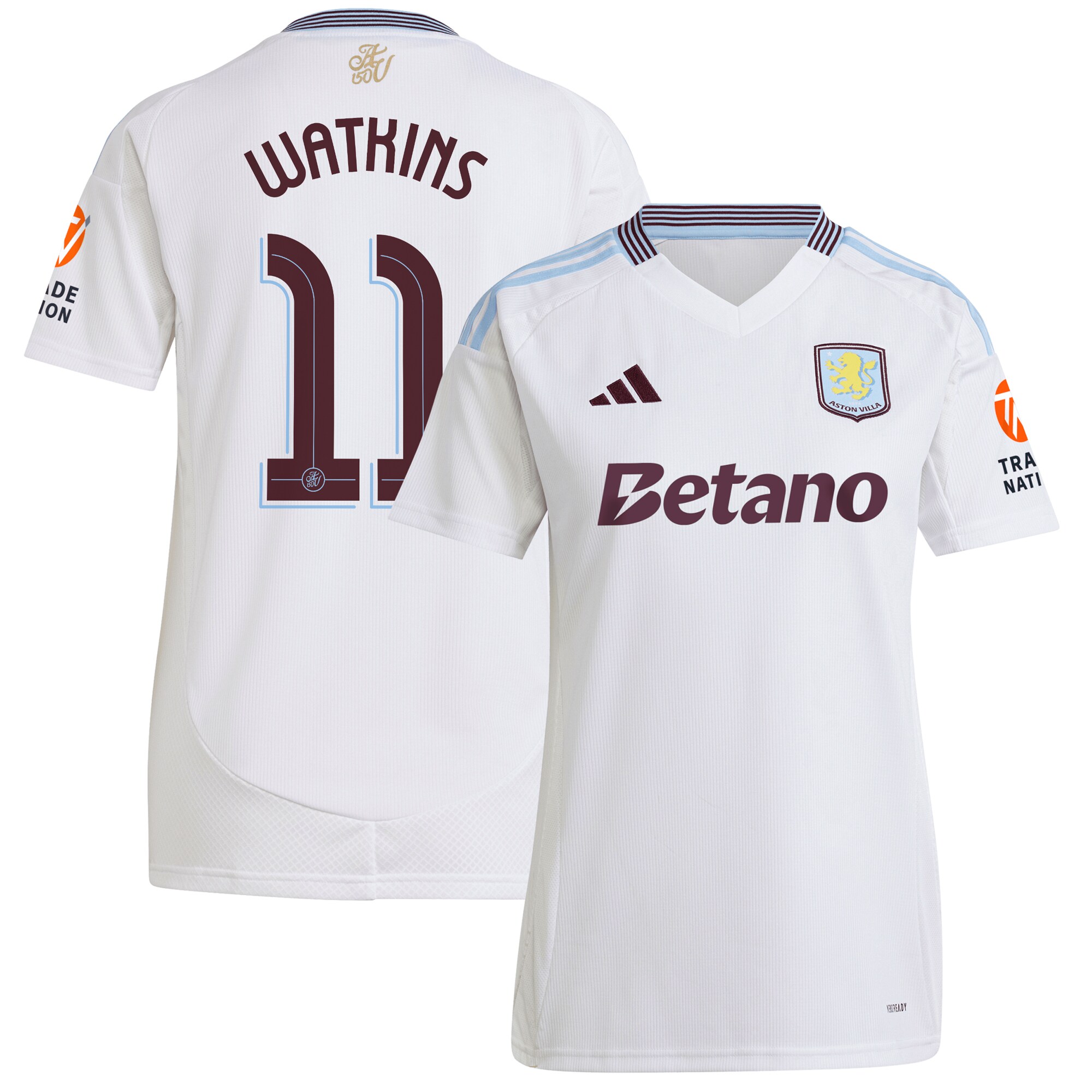 Aston Villa Shirts - aston villa adidas away shirt 2024-25 – womens with watkins 11 cup printing Collection of Official Fan Gear