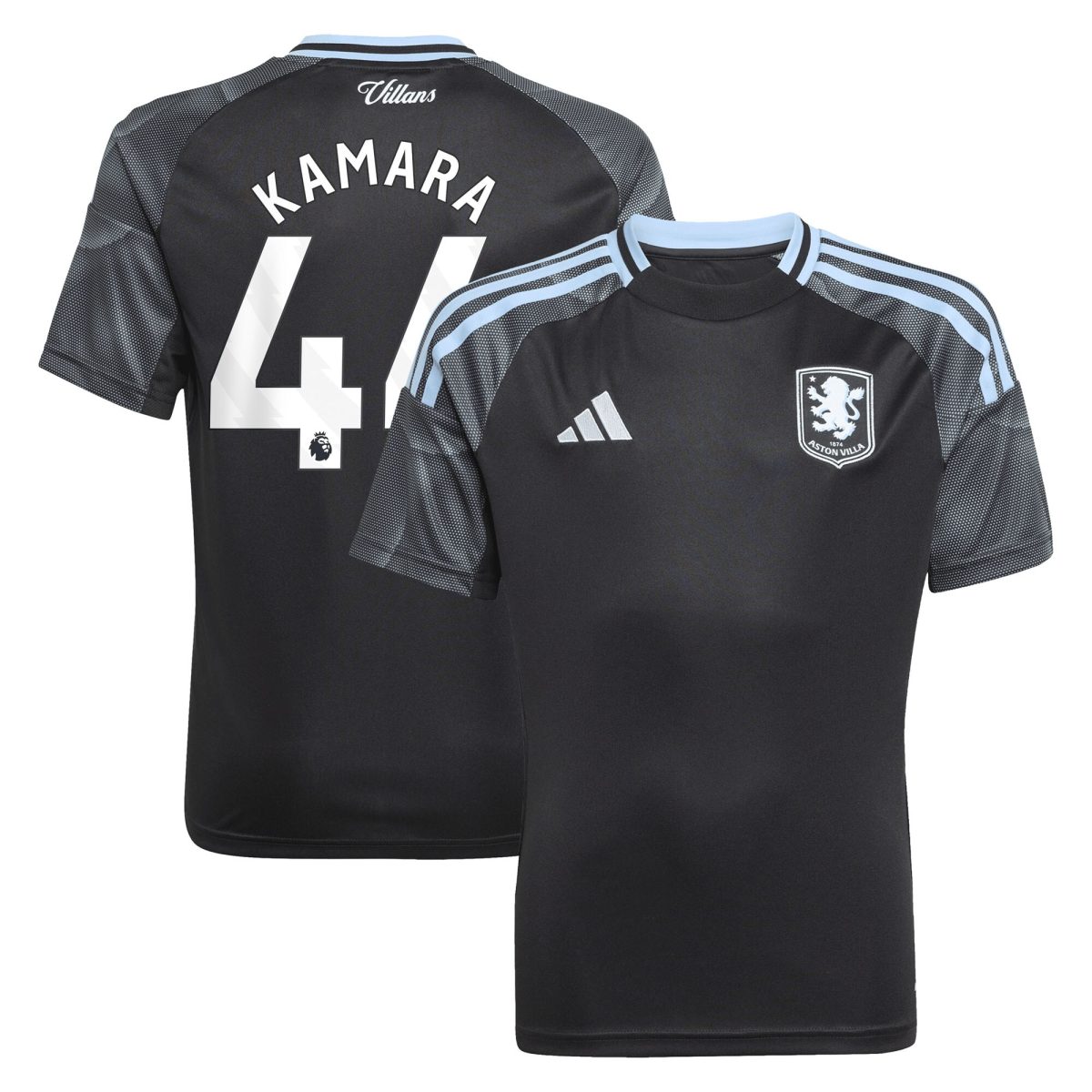 Aston Villa Shirts - aston villa adidas away shirt 2025-26 – kids with kamara 44 printing Collection of Official Fan Gear