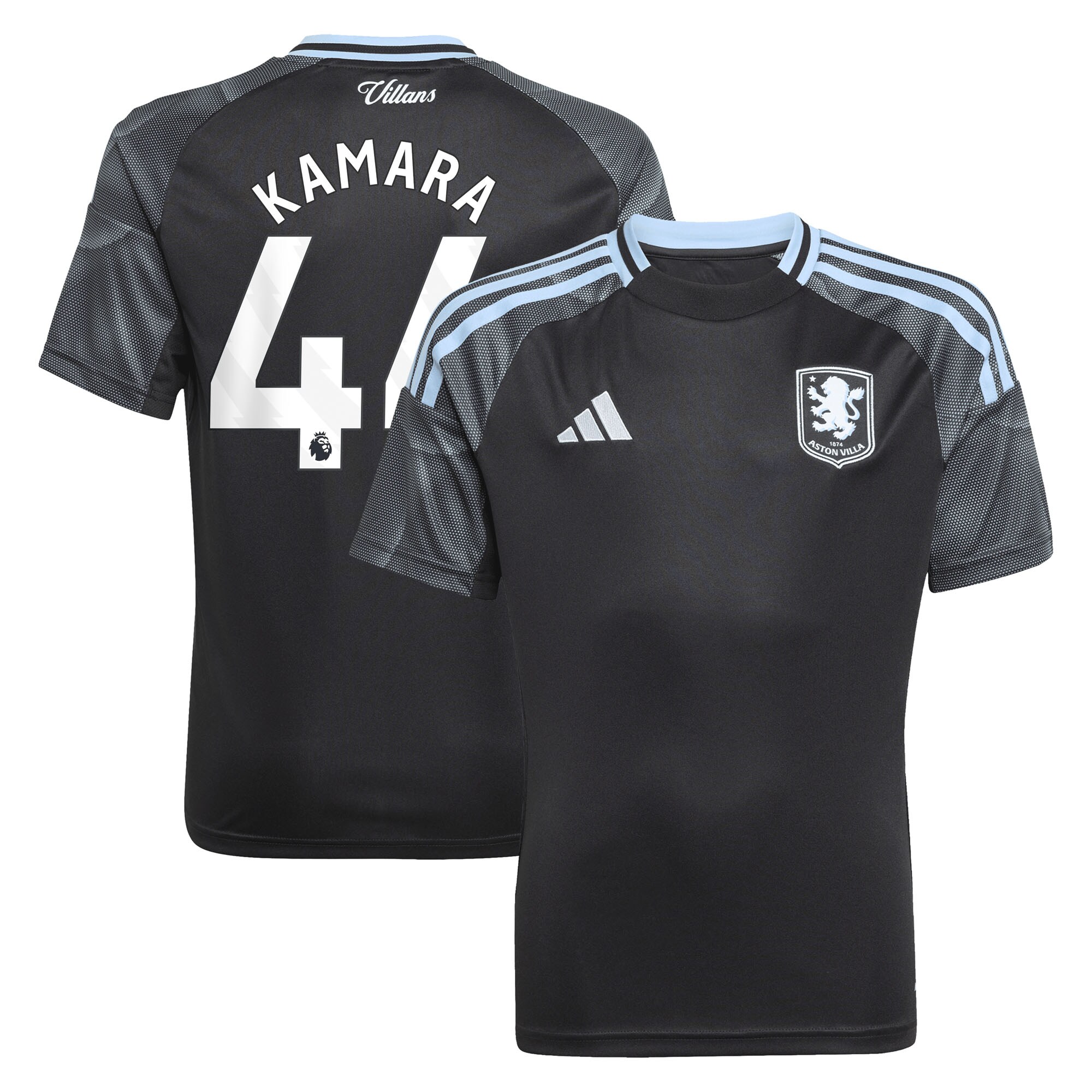 Aston Villa Shirts - aston villa adidas away shirt 2025-26 – kids with kamara 44 printing Collection of Official Fan Gear