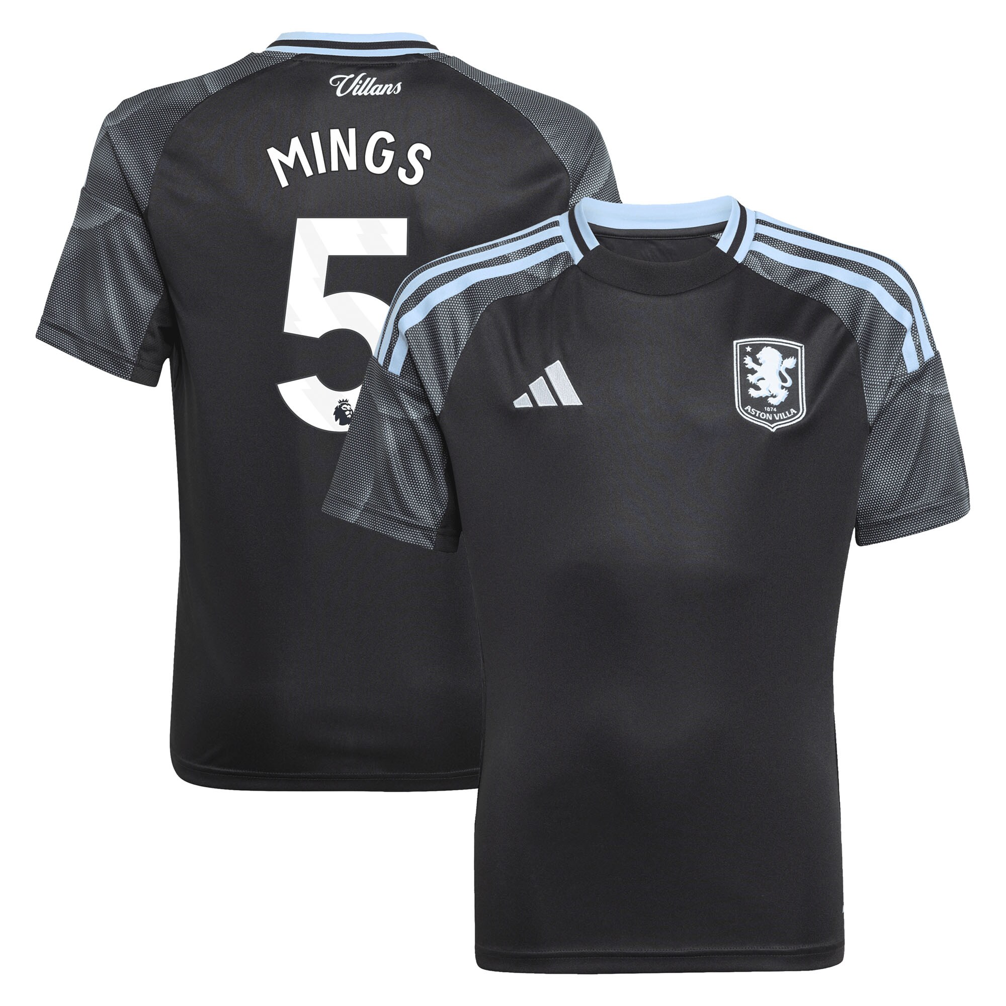 Aston Villa Shirts - aston villa adidas away shirt 2025-26 – kids with mings 5 printing Collection of Official Fan Gear
