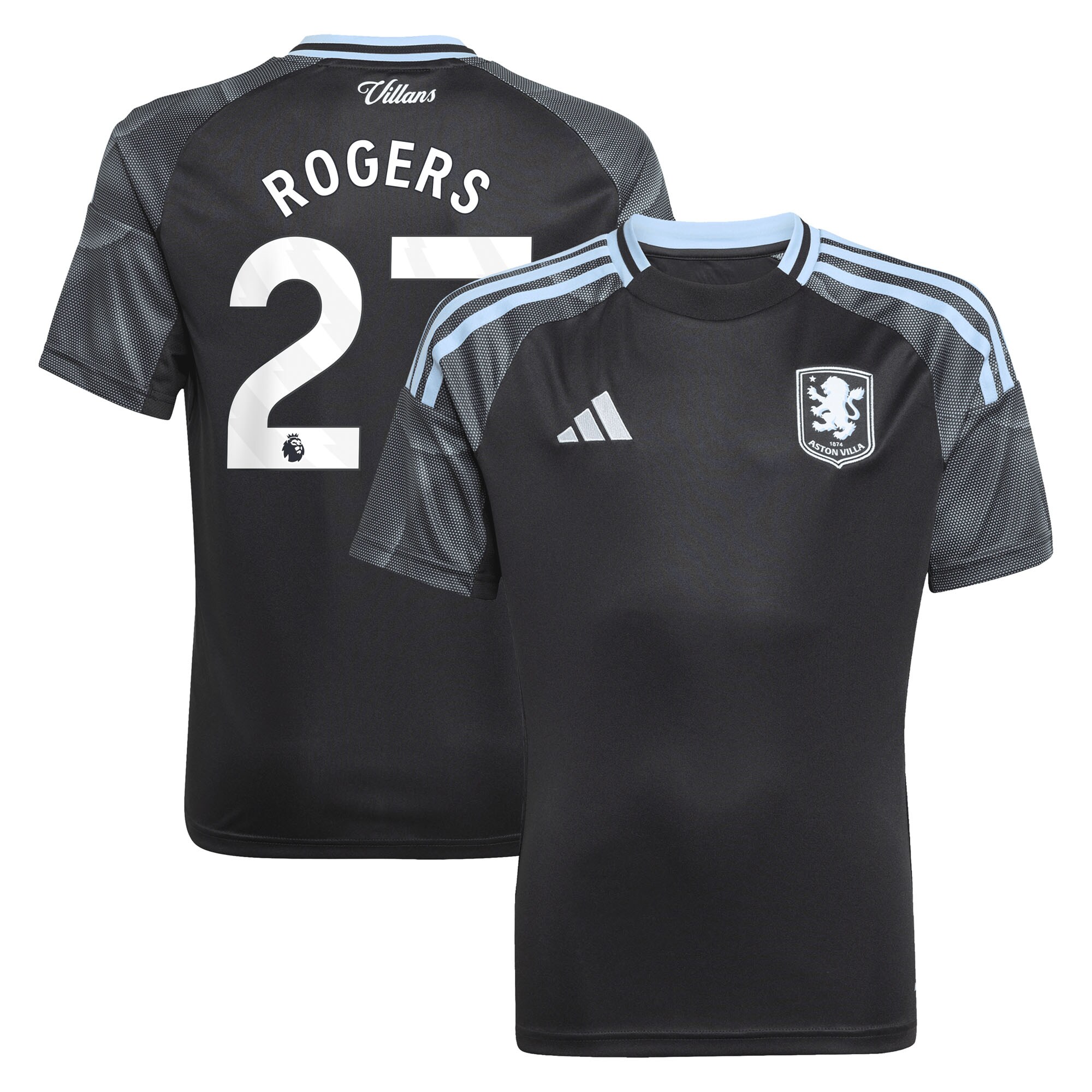 Aston Villa Shirts - aston villa adidas away shirt 2025-26 – kids with rogers 27 printing Collection of Official Fan Gear