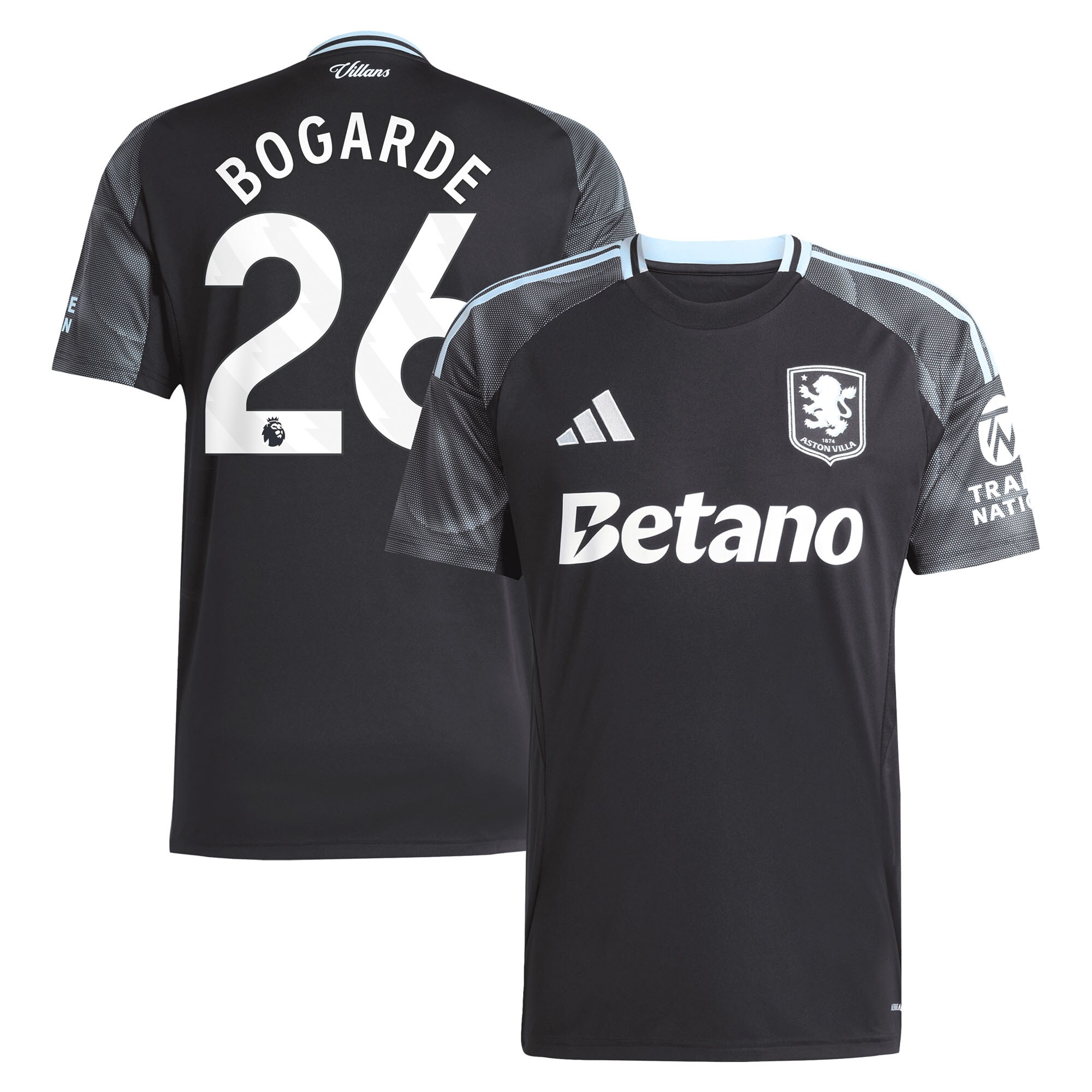 Aston Villa Shirts - aston villa adidas away shirt 2025-26 with bogarde 26 printing Collection of Official Fan Gear