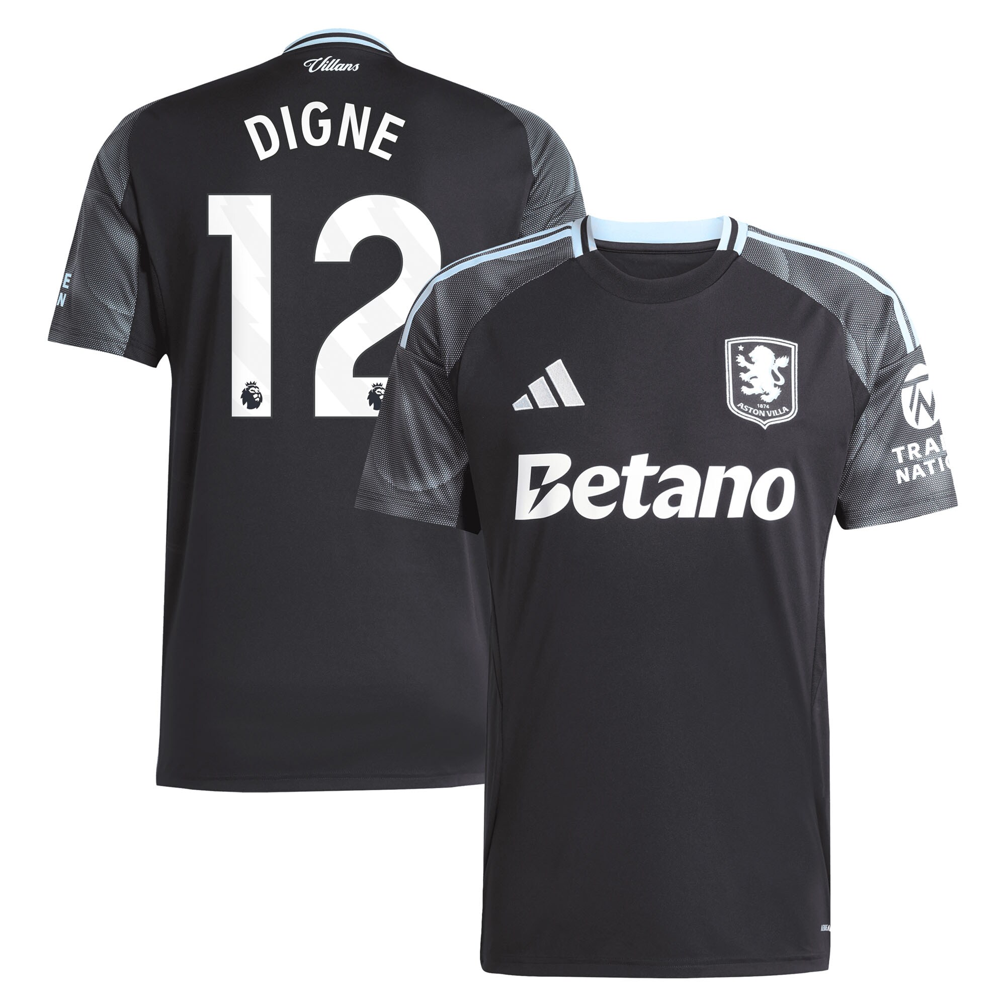 Aston Villa Shirts - aston villa adidas away shirt 2025-26 with digne 12 printing Collection of Official Fan Gear