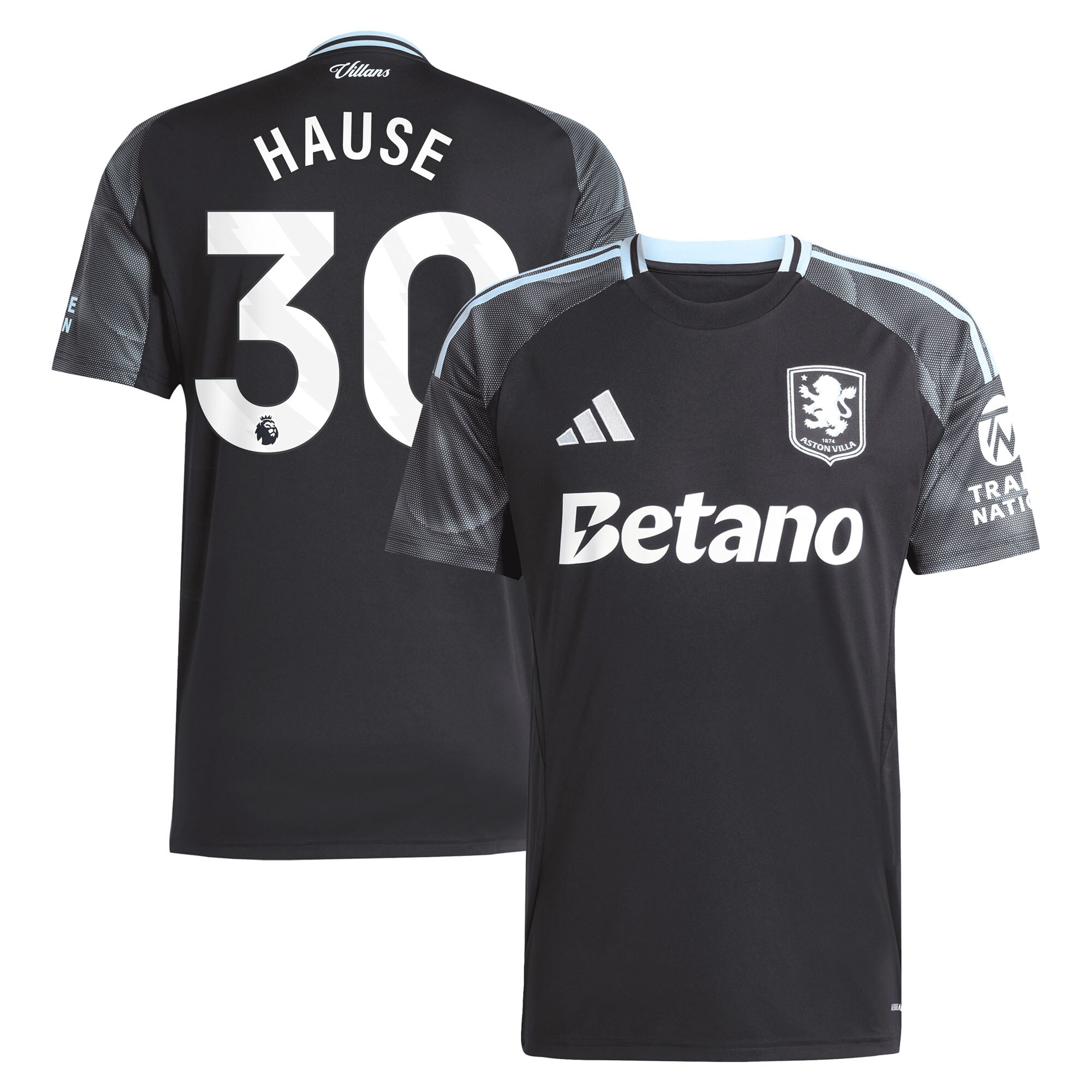 Aston Villa Shirts - aston villa adidas away shirt 2025-26 with hause 30 printing Collection of Official Fan Gear