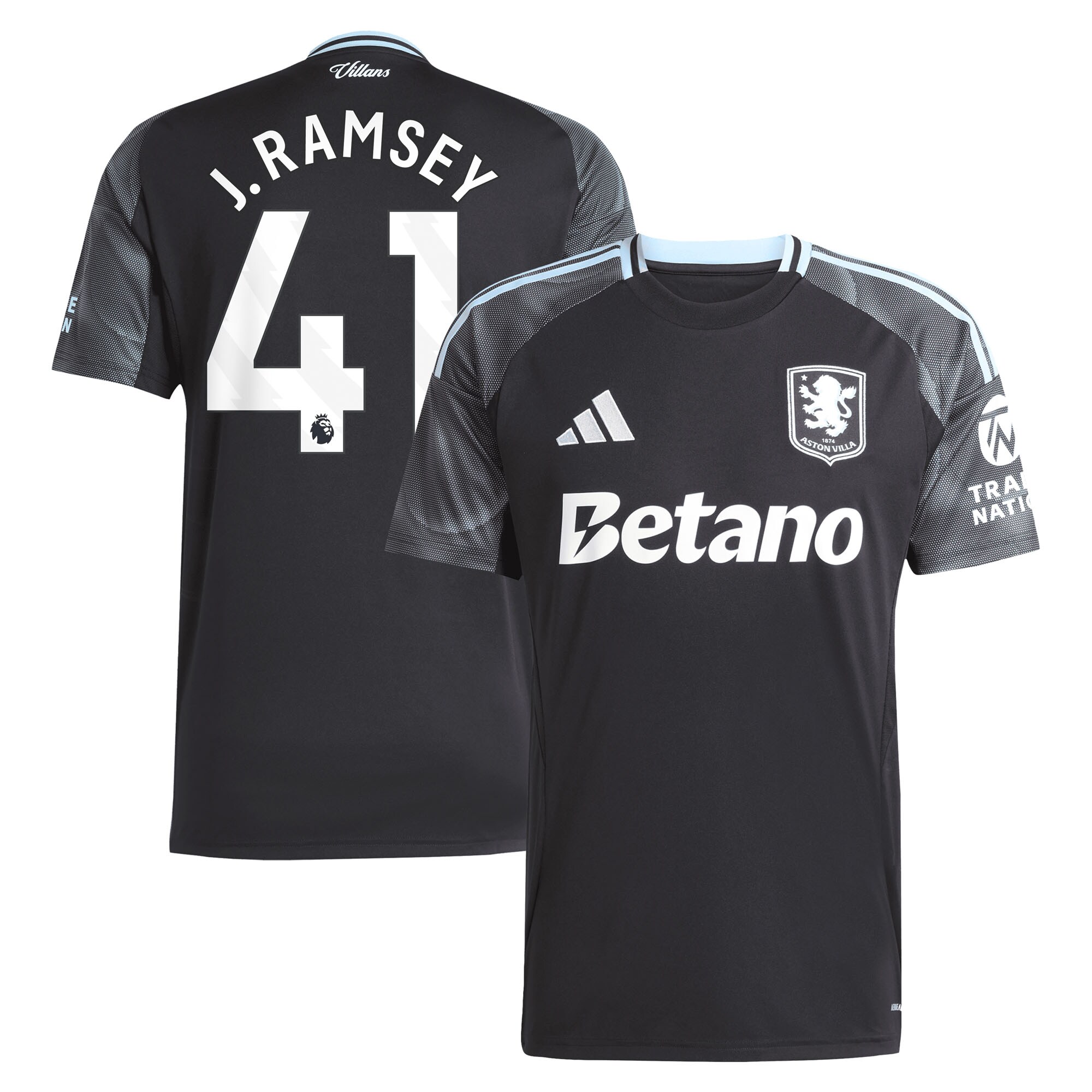 Aston Villa Shirts - aston villa adidas away shirt 2025-26 with j. ramsey 41 printing Collection of Official Fan Gear