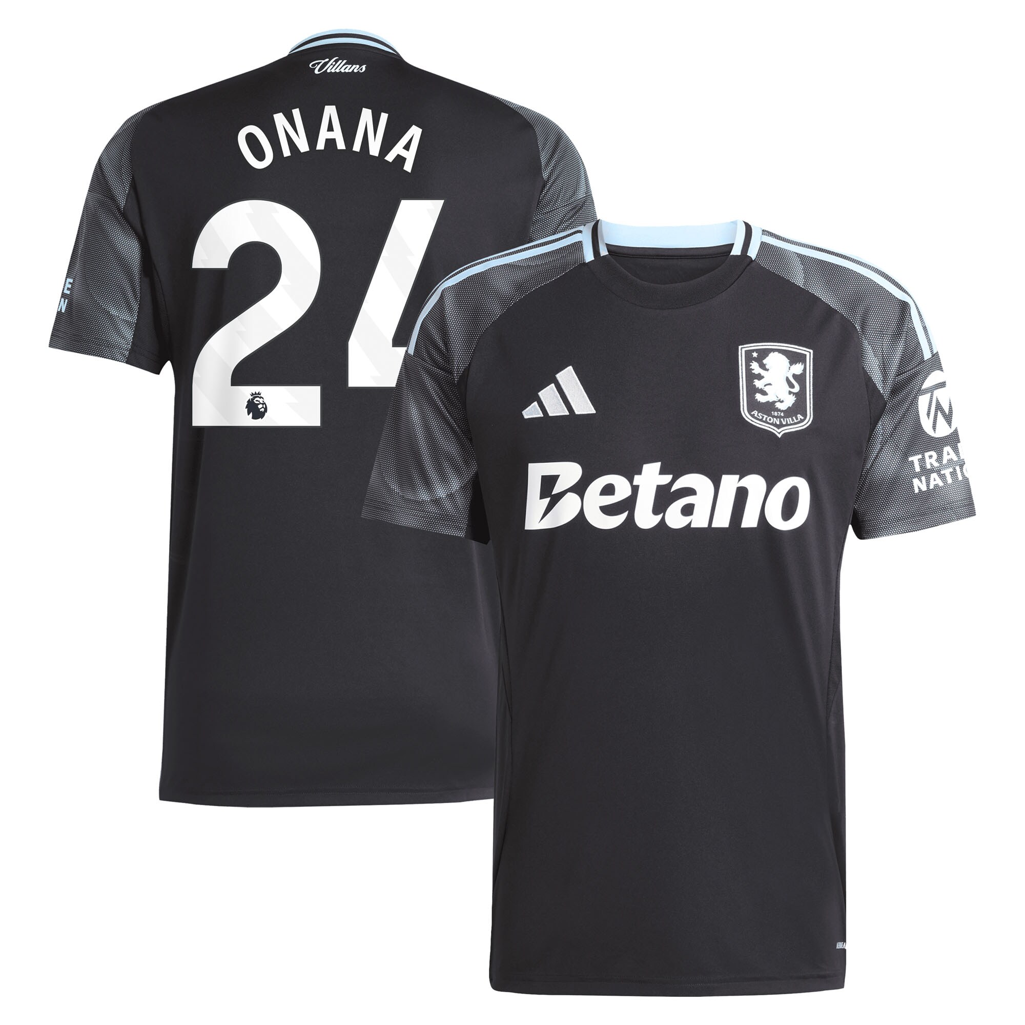 Aston Villa Shirts - aston villa adidas away shirt 2025-26 with onana 24 printing Collection of Official Fan Gear