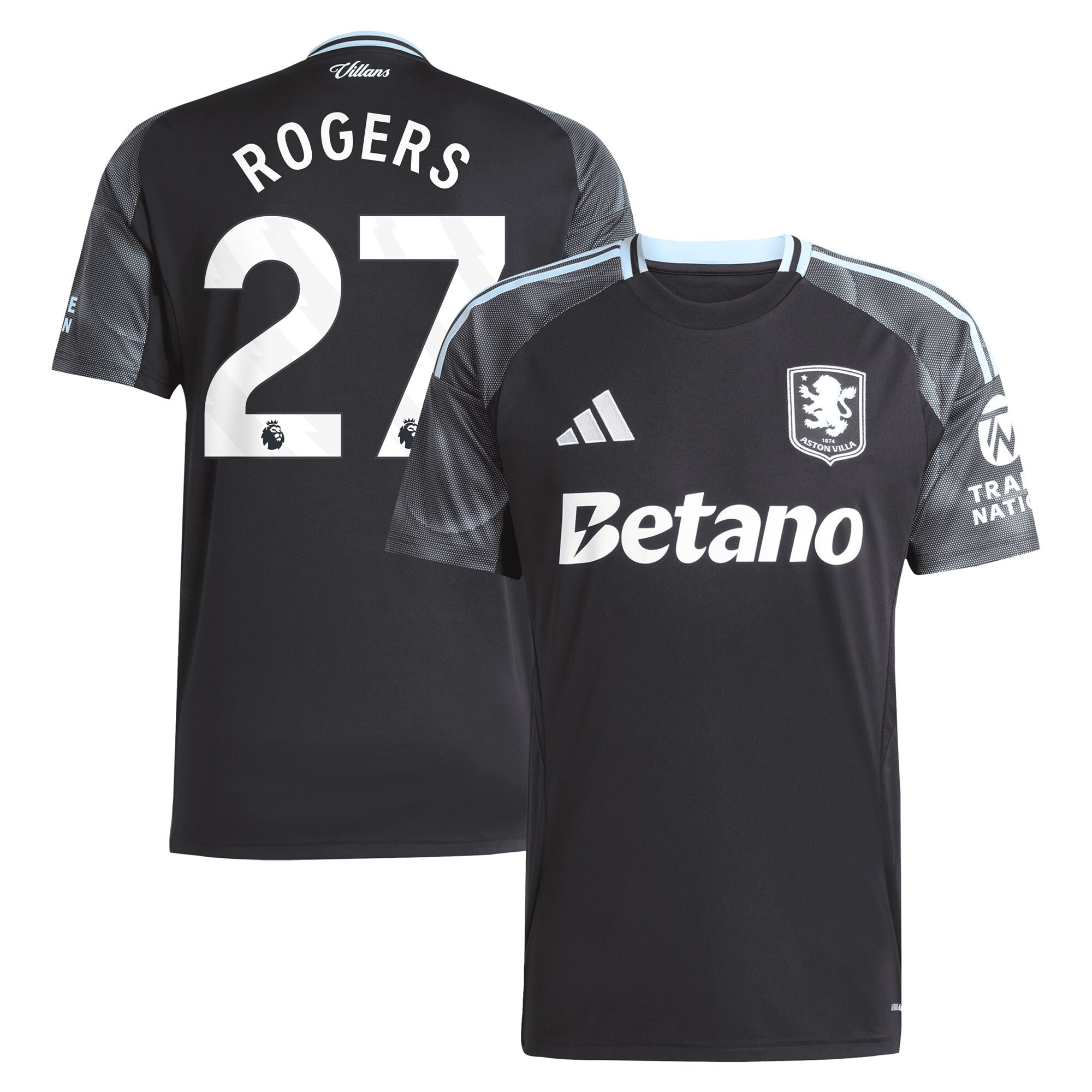 Aston Villa Shirts - aston villa adidas away shirt 2025-26 with rogers 27 printing Collection of Official Fan Gear