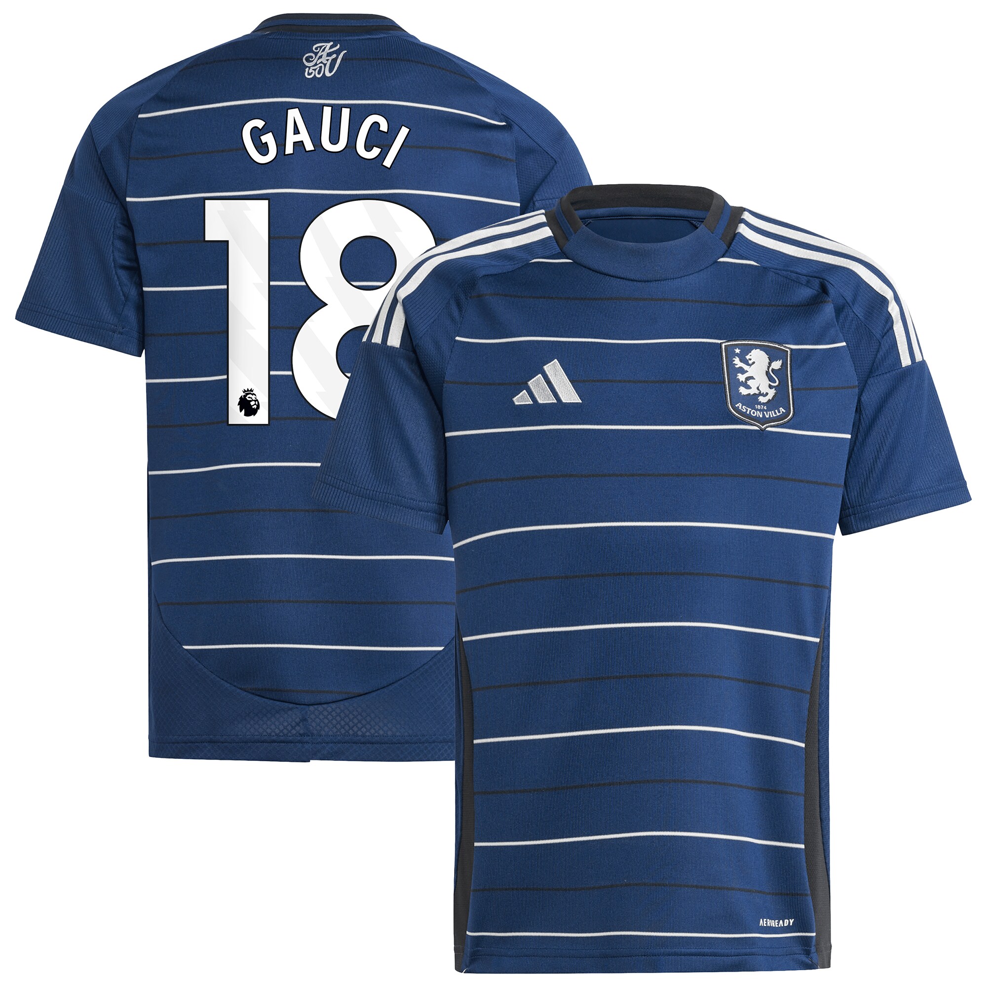 Aston Villa Shirts - aston villa adidas goalkeeper shirt 2024-25 – long sleeve – kids with gauci 18 printing – 202030990 Collection of Official Fan Gear
