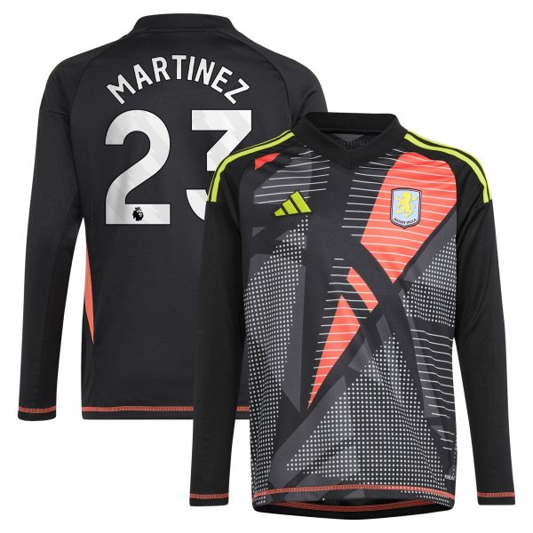 Aston Villa Shirts - aston villa adidas goalkeeper shirt 2024-25 – long sleeve – kids with martinez 23 printing – 202029325 Collection of Official Fan Gear