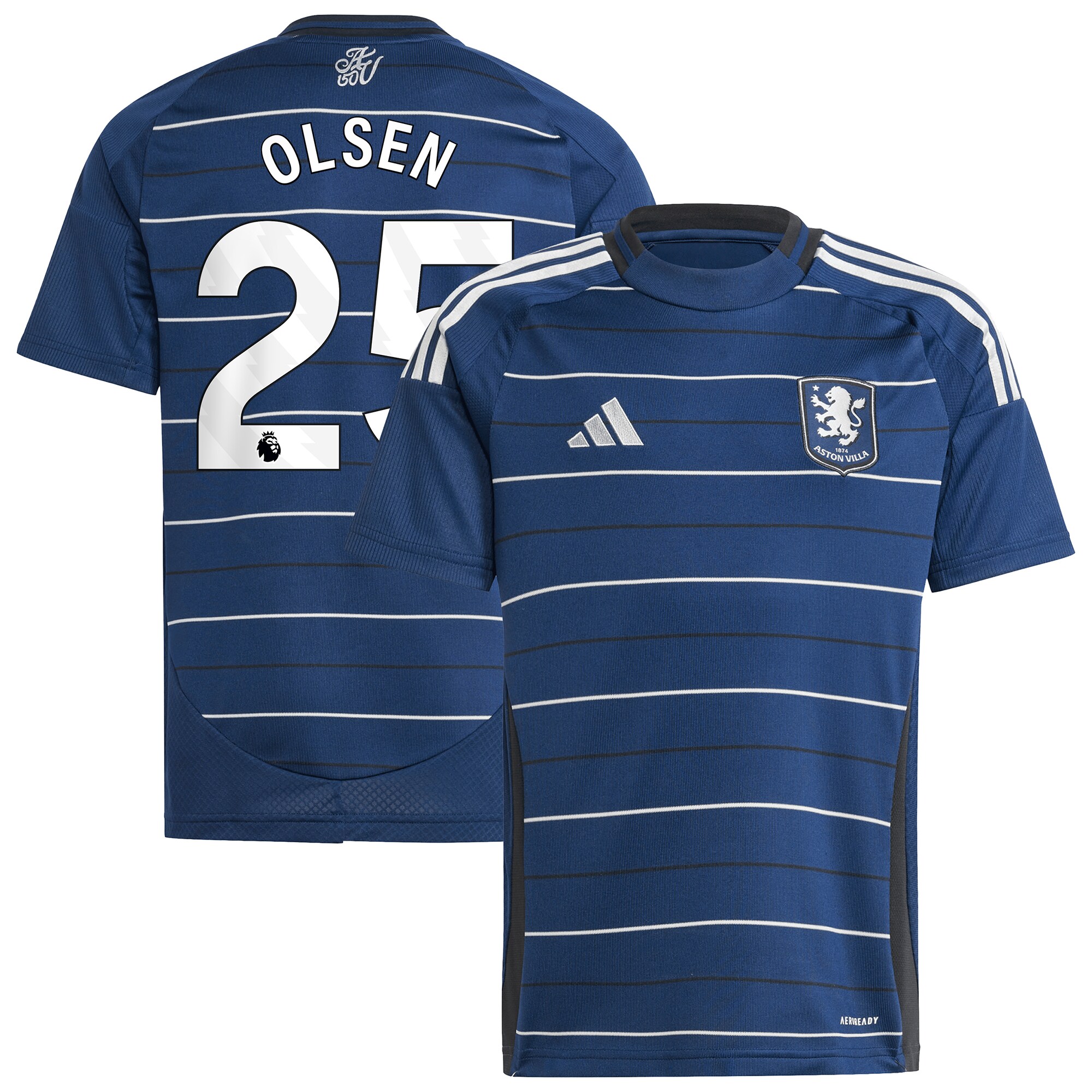 Aston Villa Shirts - aston villa adidas goalkeeper shirt 2024-25 – long sleeve – kids with olsen 25 printing – 202030994 Collection of Official Fan Gear