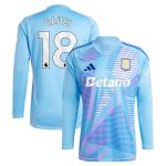 Aston Villa Shirts - aston villa adidas goalkeeper shirt 2024-25 – long sleeve with gauci 18 printing – 202030982 Collection of Official Fan Gear