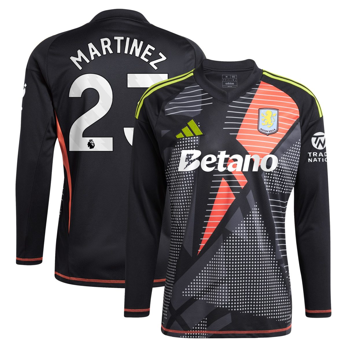 Aston Villa Shirts - aston villa adidas goalkeeper shirt 2024-25 – long sleeve with martinez 23 printing – 202028938 Collection of Official Fan Gear