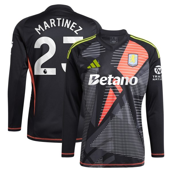 Aston Villa Shirts - aston villa adidas goalkeeper shirt 2024-25 – long sleeve with martinez 23 printing – 202028938 Collection of Official Fan Gear