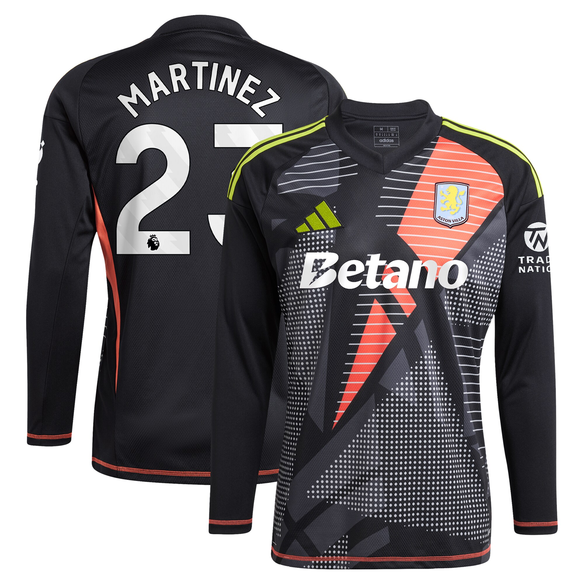 Aston Villa Shirts - aston villa adidas goalkeeper shirt 2024-25 – long sleeve with martinez 23 printing – 202028938 Collection of Official Fan Gear