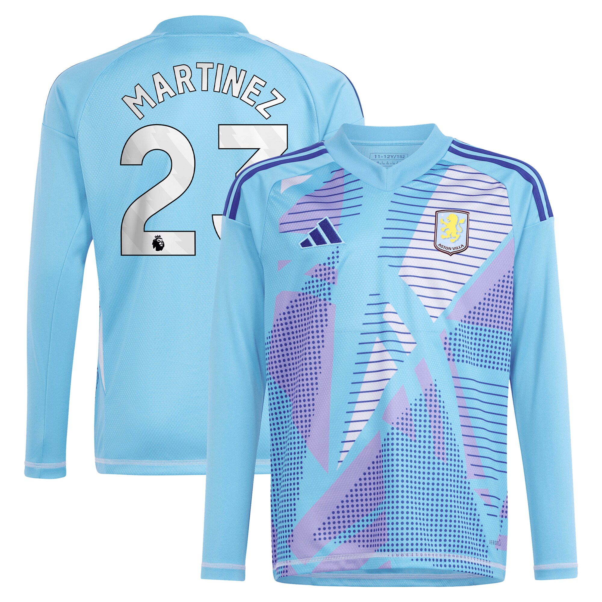 Aston Villa Shirts - aston villa adidas goalkeeper shirt 2024-25 – long sleeve with martinez 23 printing – 202030980 Collection of Official Fan Gear
