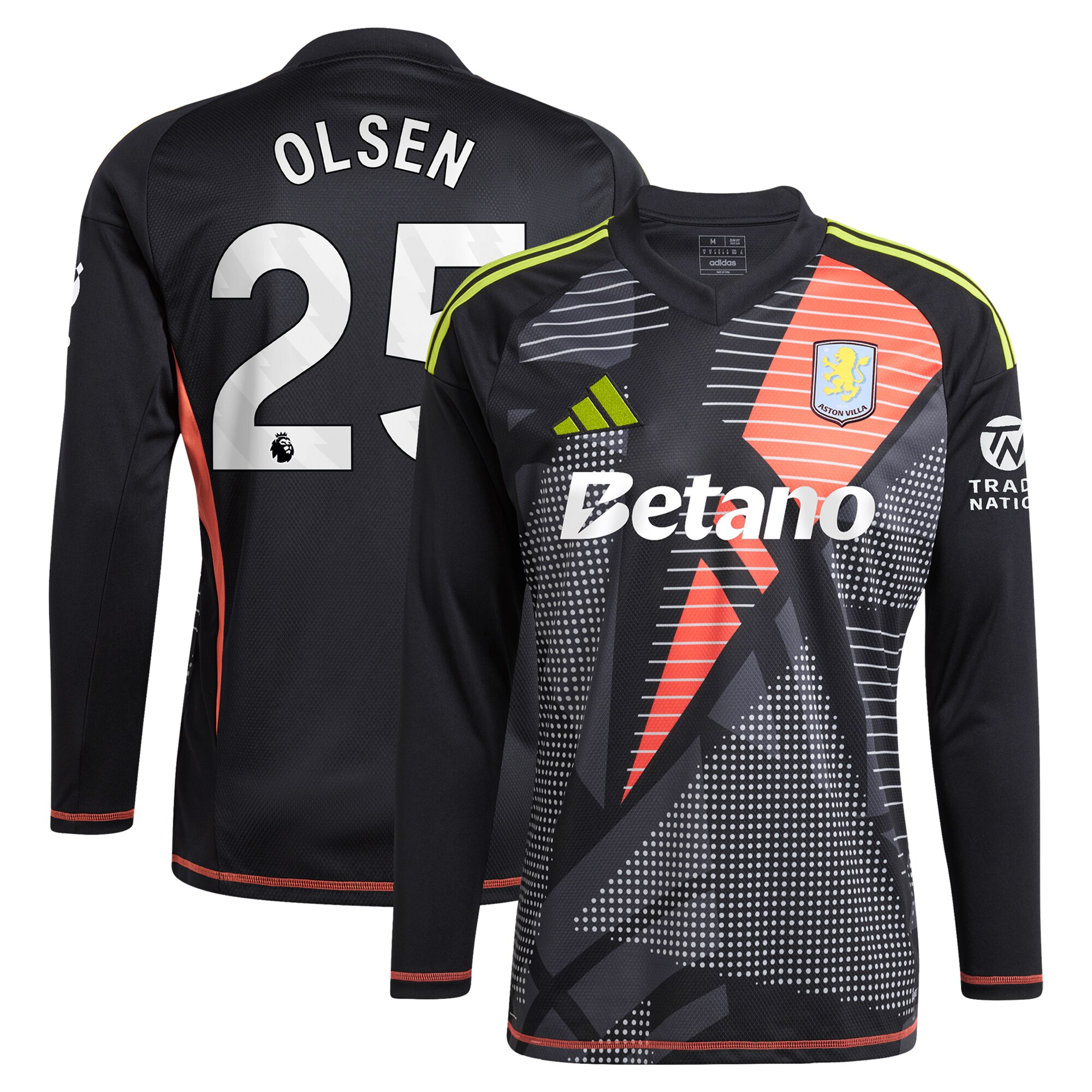 Aston Villa Shirts - aston villa adidas goalkeeper shirt 2024-25 – long sleeve with olsen 25 printing – 202028939 Collection of Official Fan Gear