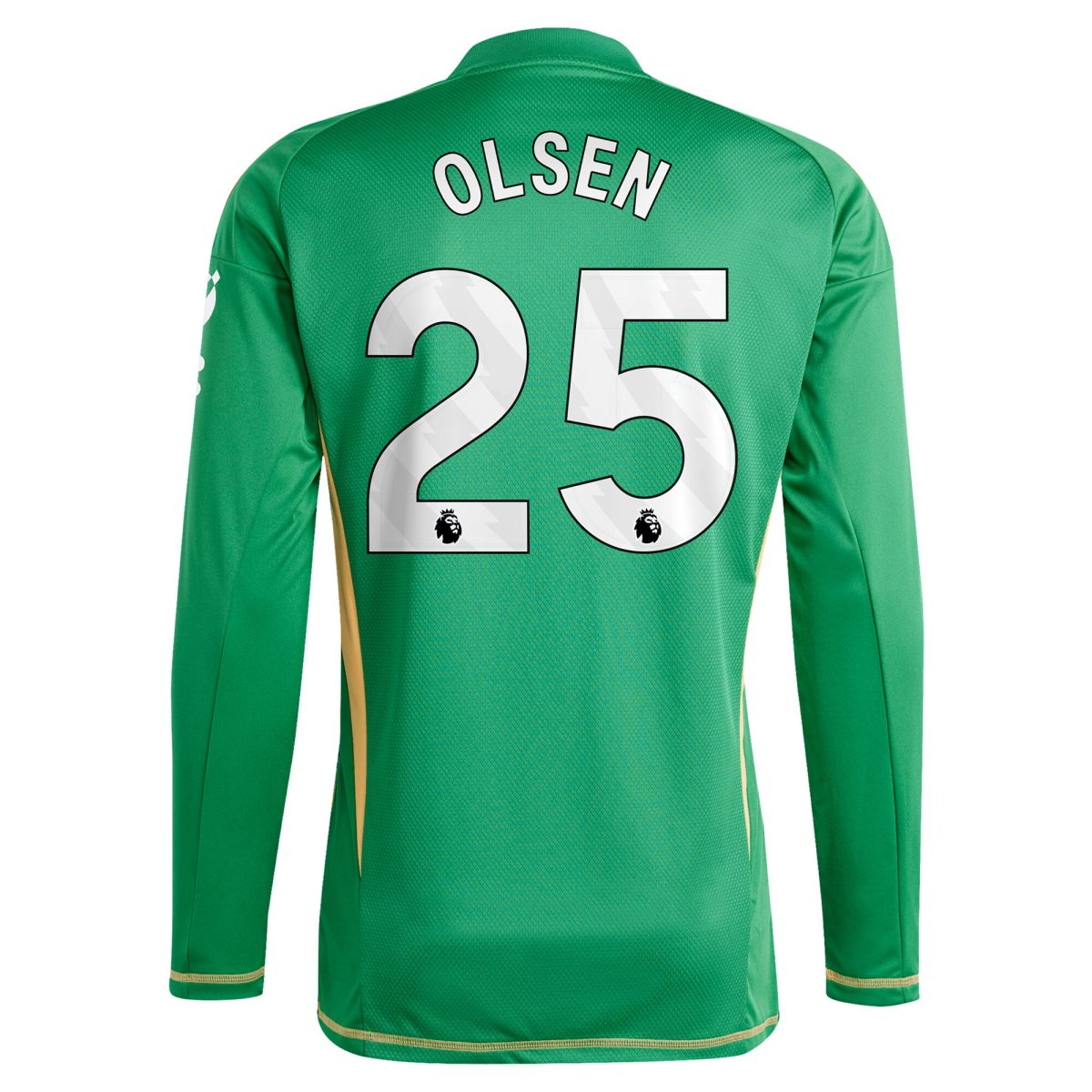 Aston Villa Shirts - aston villa adidas goalkeeper shirt 2024-25 – long sleeve with olsen 25 printing Collection of Official Fan Gear