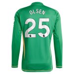 Aston Villa Shirts - aston villa adidas goalkeeper shirt 2024-25 – long sleeve with olsen 25 printing Collection of Official Fan Gear