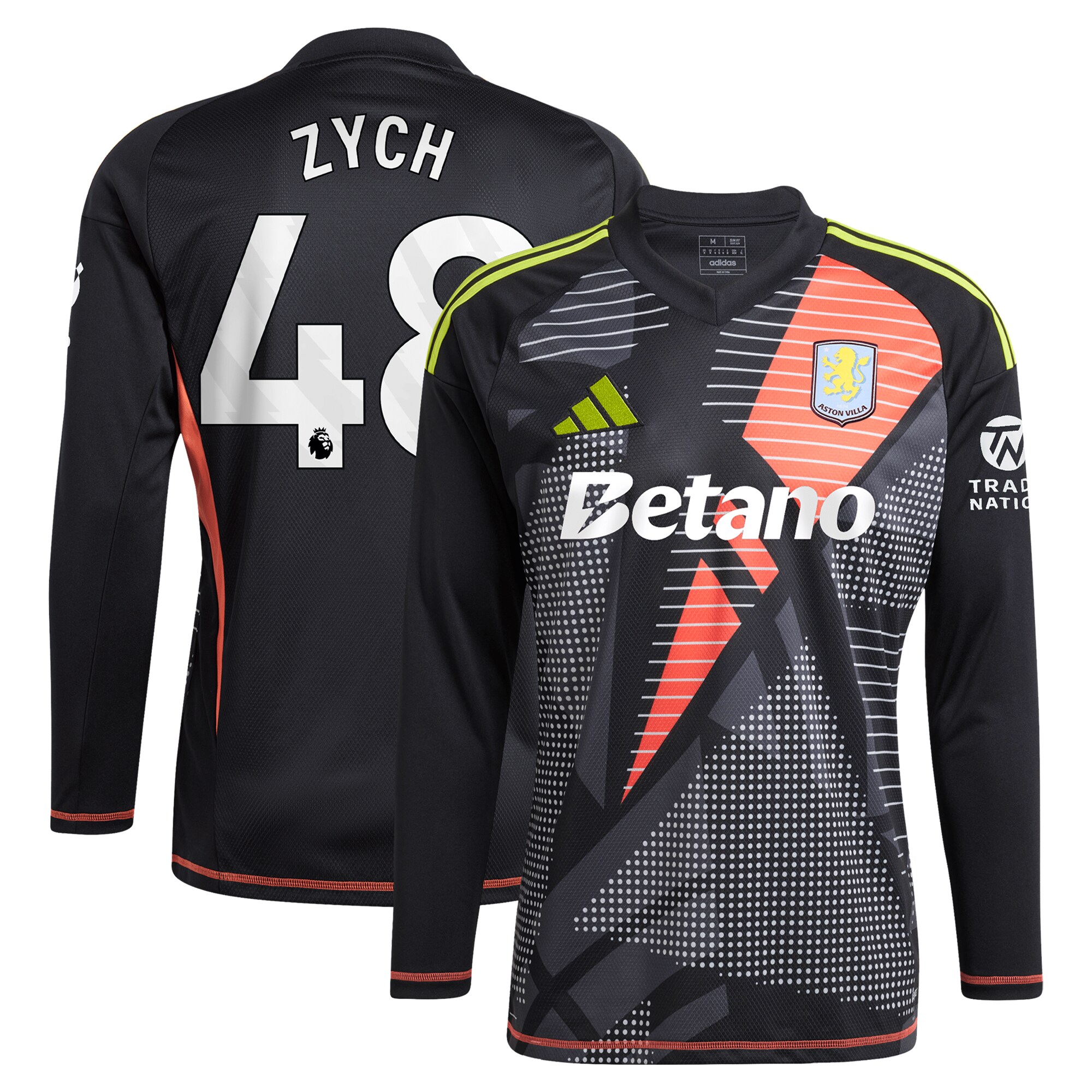 Aston Villa Shirts - aston villa adidas goalkeeper shirt 2024-25 – long sleeve with zych 48 printing – 202153090 Collection of Official Fan Gear