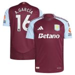 Aston Villa Shirts - aston villa adidas home authentic shirt 2024-25 with a.garcía 16 printing Collection of Official Fan Gear