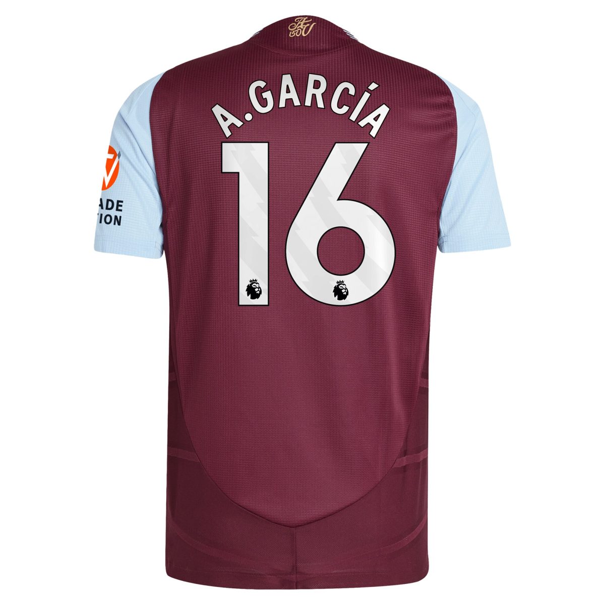 Aston Villa Shirts - aston villa adidas home authentic shirt 2024-25 with a.garcía 16 printing Collection of Official Fan Gear