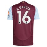 Aston Villa Shirts - aston villa adidas home authentic shirt 2024-25 with a.garcía 16 printing Collection of Official Fan Gear